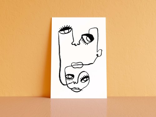 Face Studies Art Print by Kate Yarter - Contour Faces Illustration
