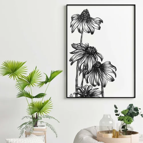 The Coneflowers Art Print by Kate Yarter - Hand Illustrated Coneflowers