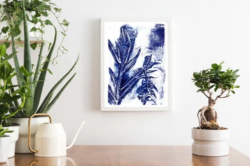 Butterfly Blue - Butterfly Bush Monoprint by Kate Yarter