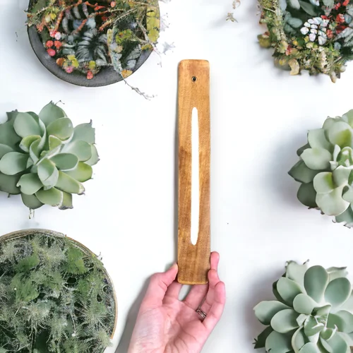 Handcrafted Wooden Incense Holder - White Paint and Wood Stained