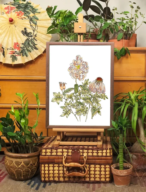 Wildflowers on the Beach Art Print