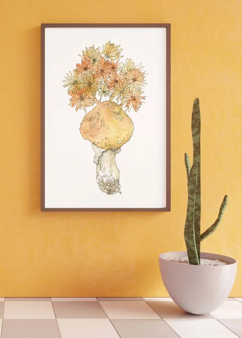 Wild Daisy Shroom Art Print
