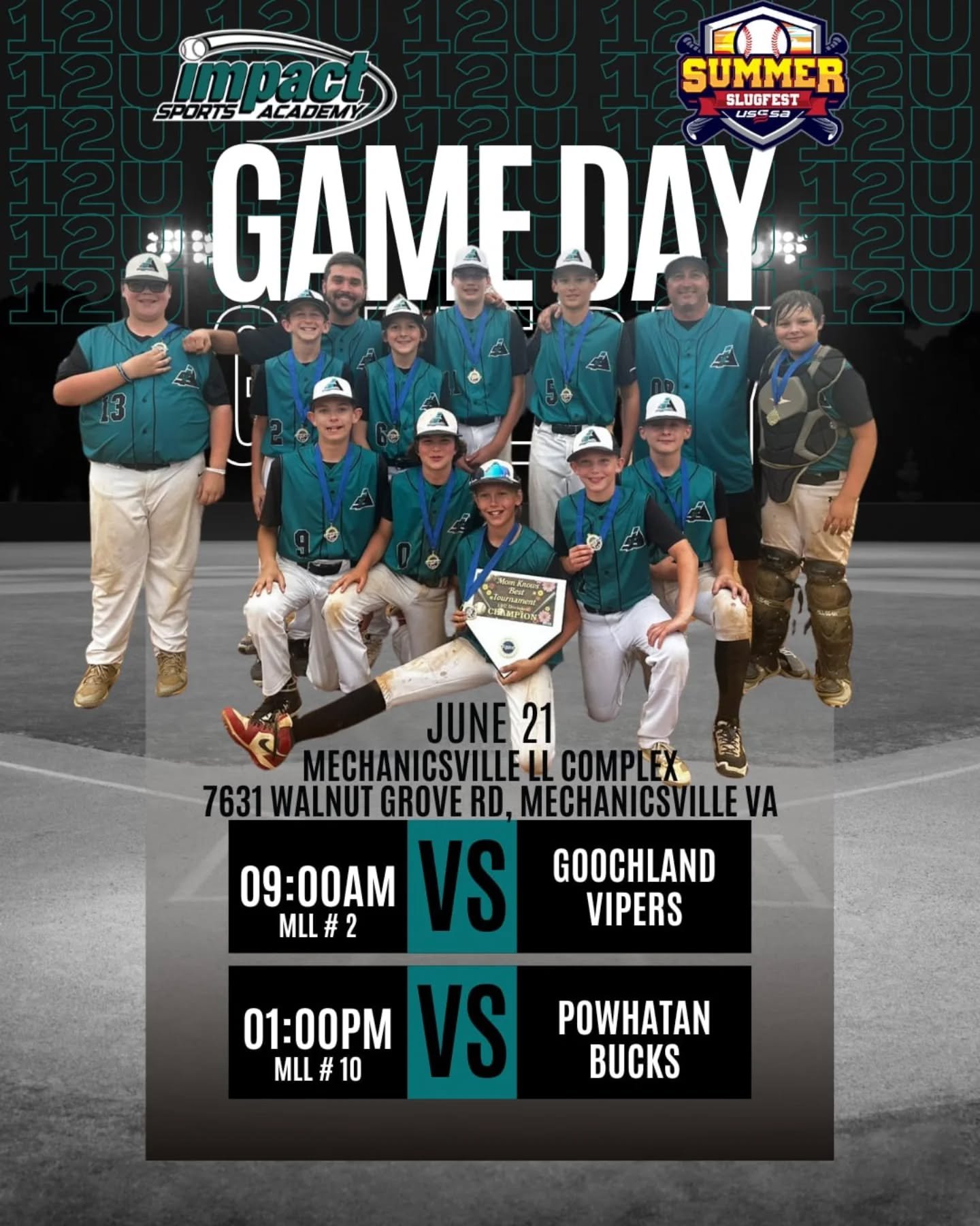 ⚾🥎 DOUBLE THE HUSTLE THIS SATURDAY 🥎⚾

Impact Sports Academy 12U softball and baseball teams are taking the field and bringing the heat this June 21! 💪🔥

Let&rsquo;s go hard &amp; play smart!

#impactsportsacademyrva #ISAGameDay #12Usoftball #12U