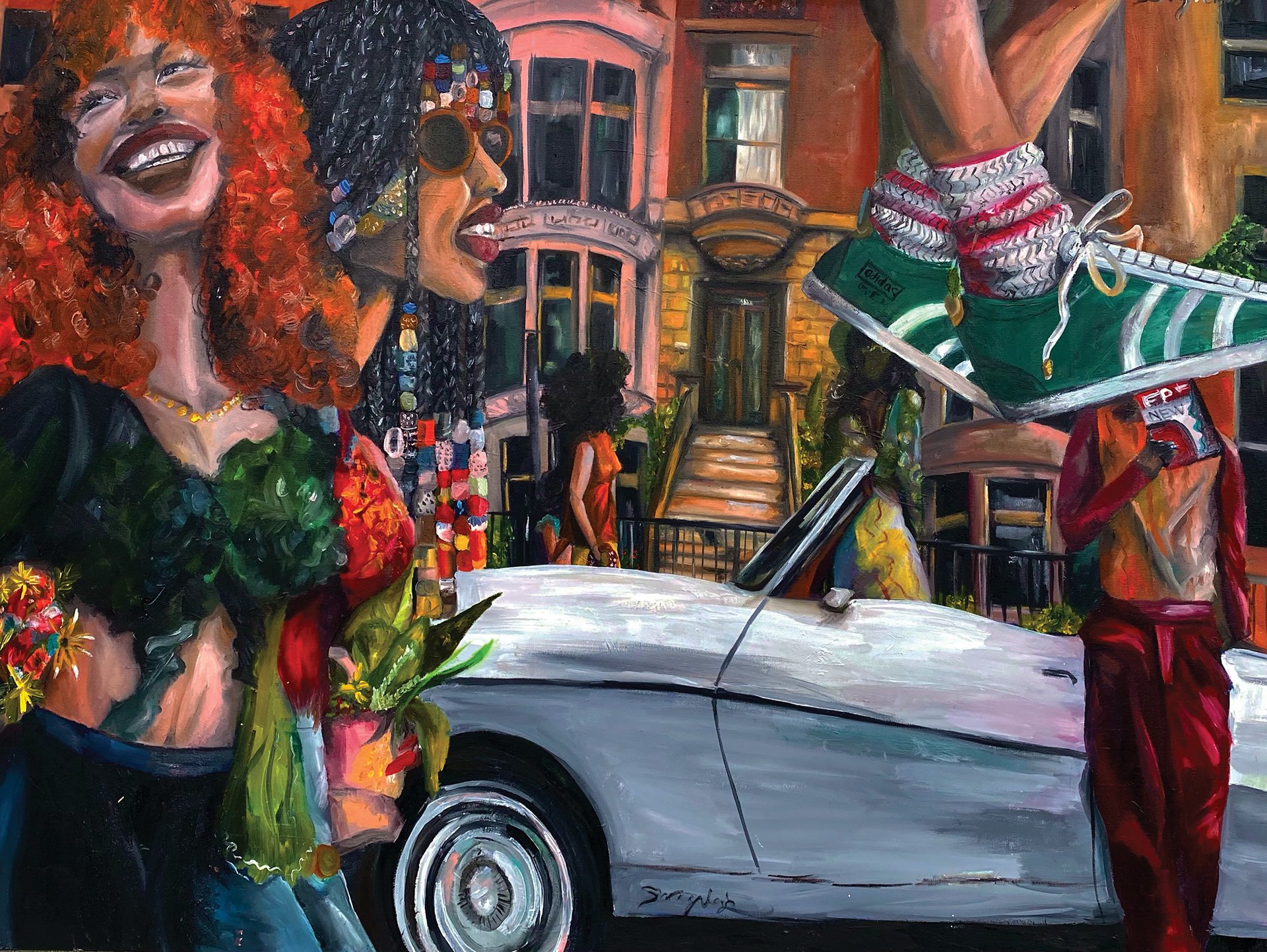 Folks Get Down In The Sunshine. Oil and Gouache. 36x48in. 2021