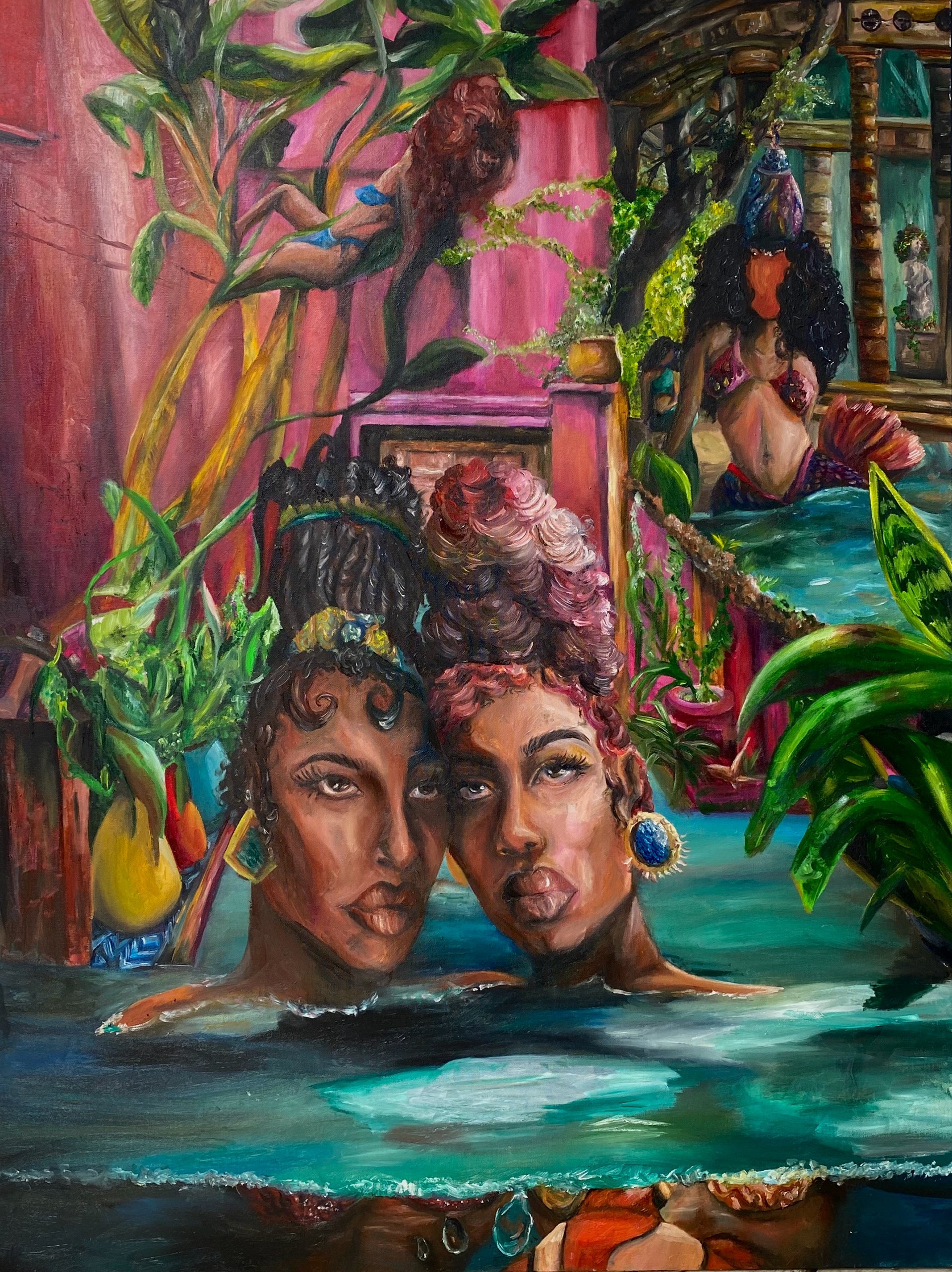 The Mermaid Gatekeepers, Acrylic and Oil. 36x48in. 2019