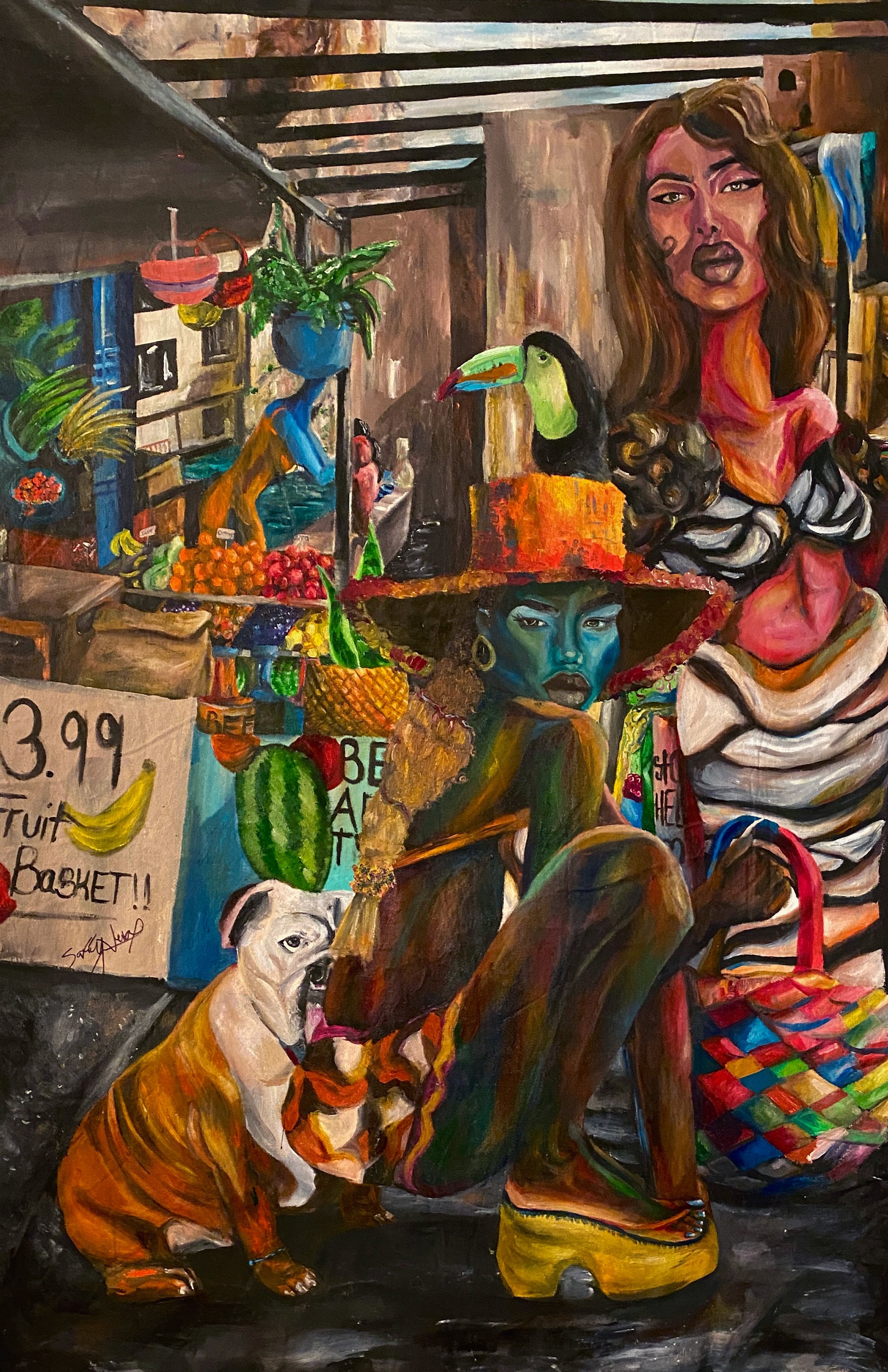The Mermaid Gatekeepers. Oil and Water Color. 36x48in. 2020