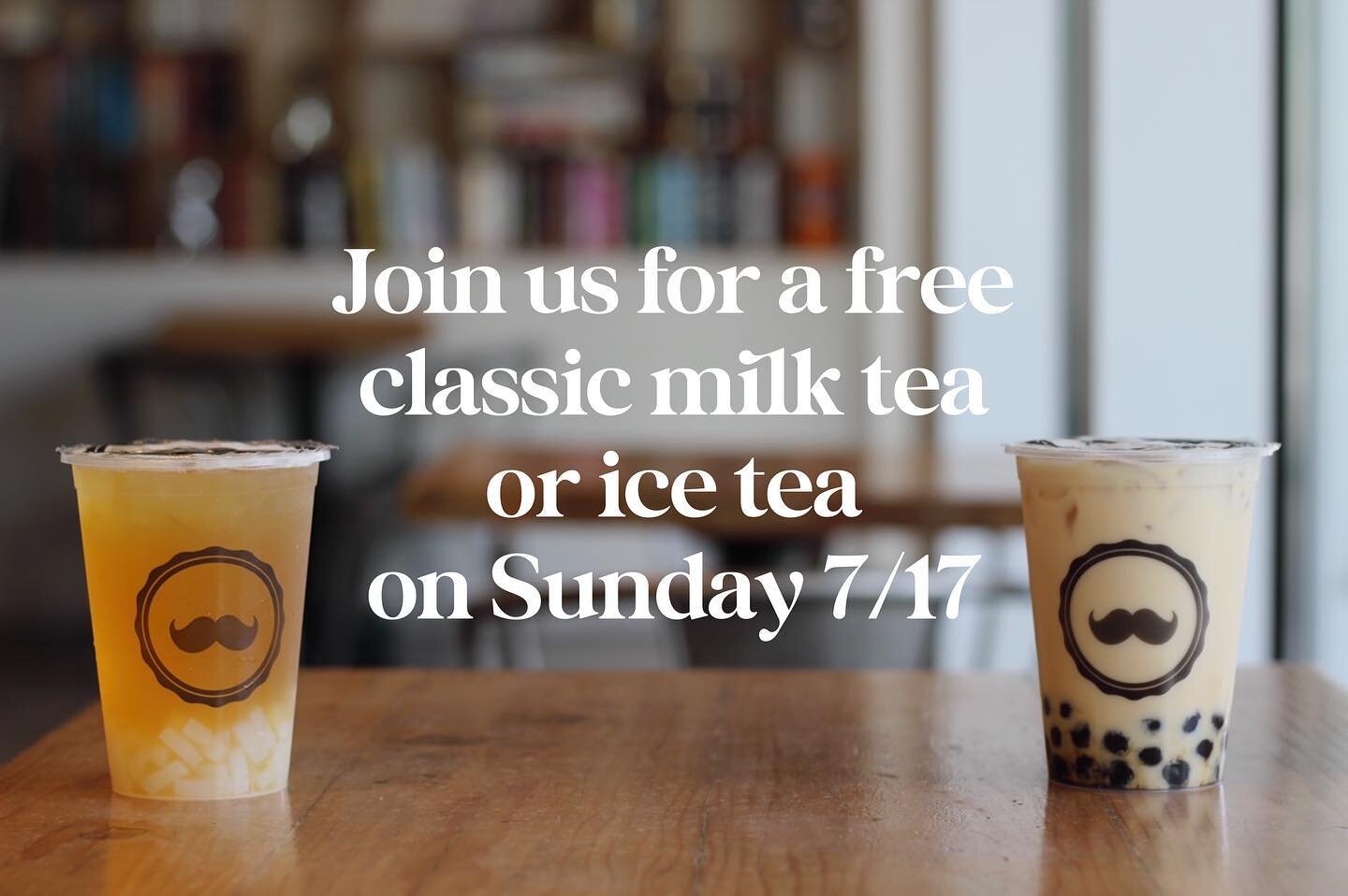 Join us this Sunday, July 17 for free drinks to celebrate our sister store @mrteacafe &lsquo;s anniversary of 8 years! Thank you for all your support! Please like and share this photo with your friends!
*One drink per person, limited to any regular s
