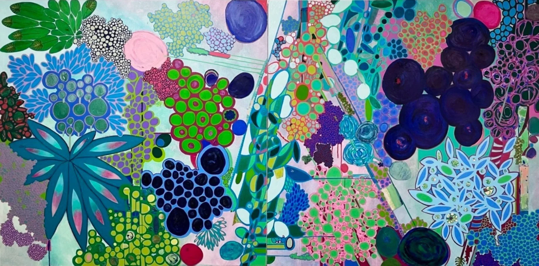 Color Field
Oil, Acrylic, Pastel, Ink & Collage on Board
2 panels 48" x 48" each, 2024
SOLD