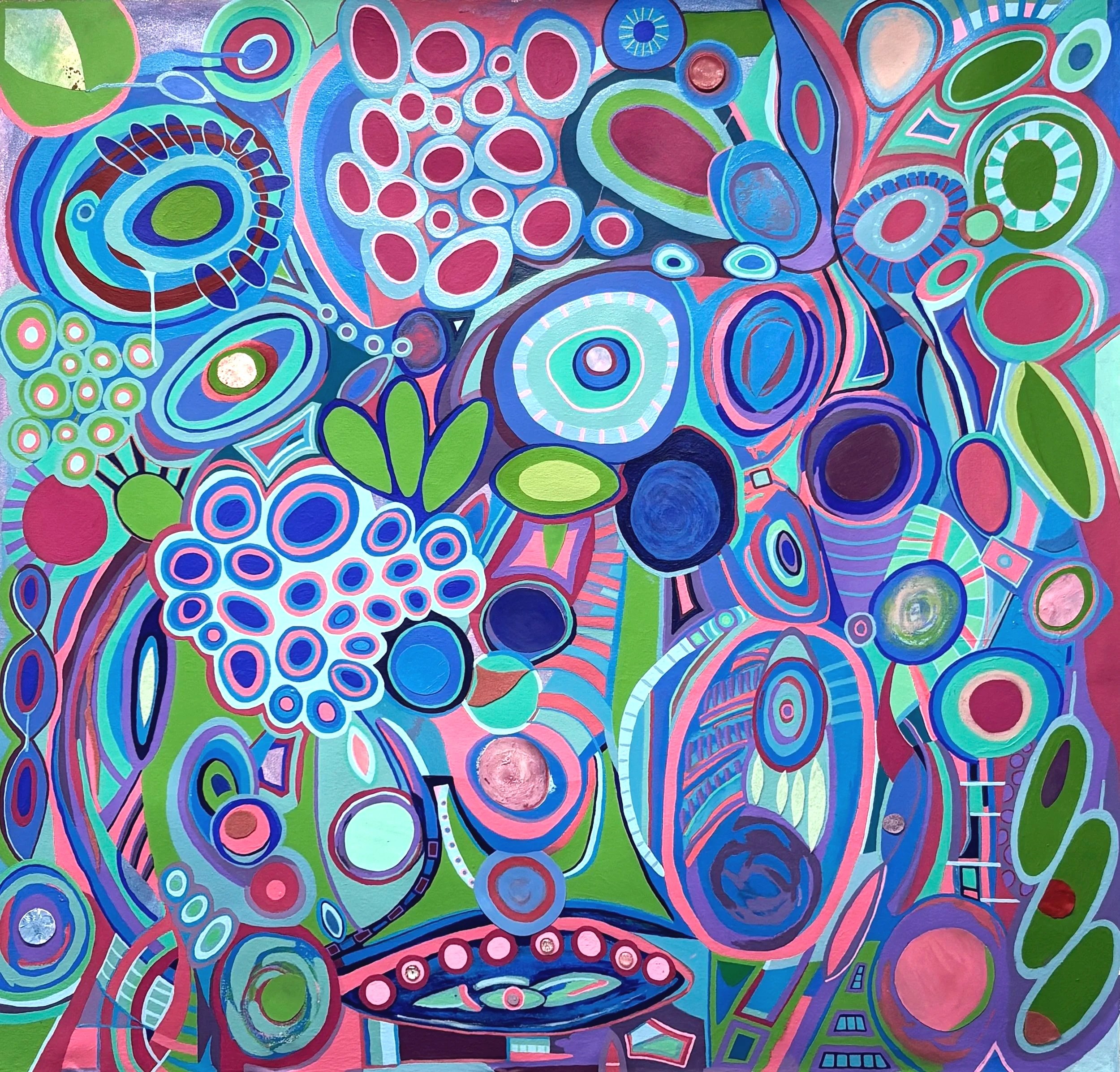  Flow State 
 Acrylic, Pastel & Collage on Canvas
 52” x 48”
 2026 