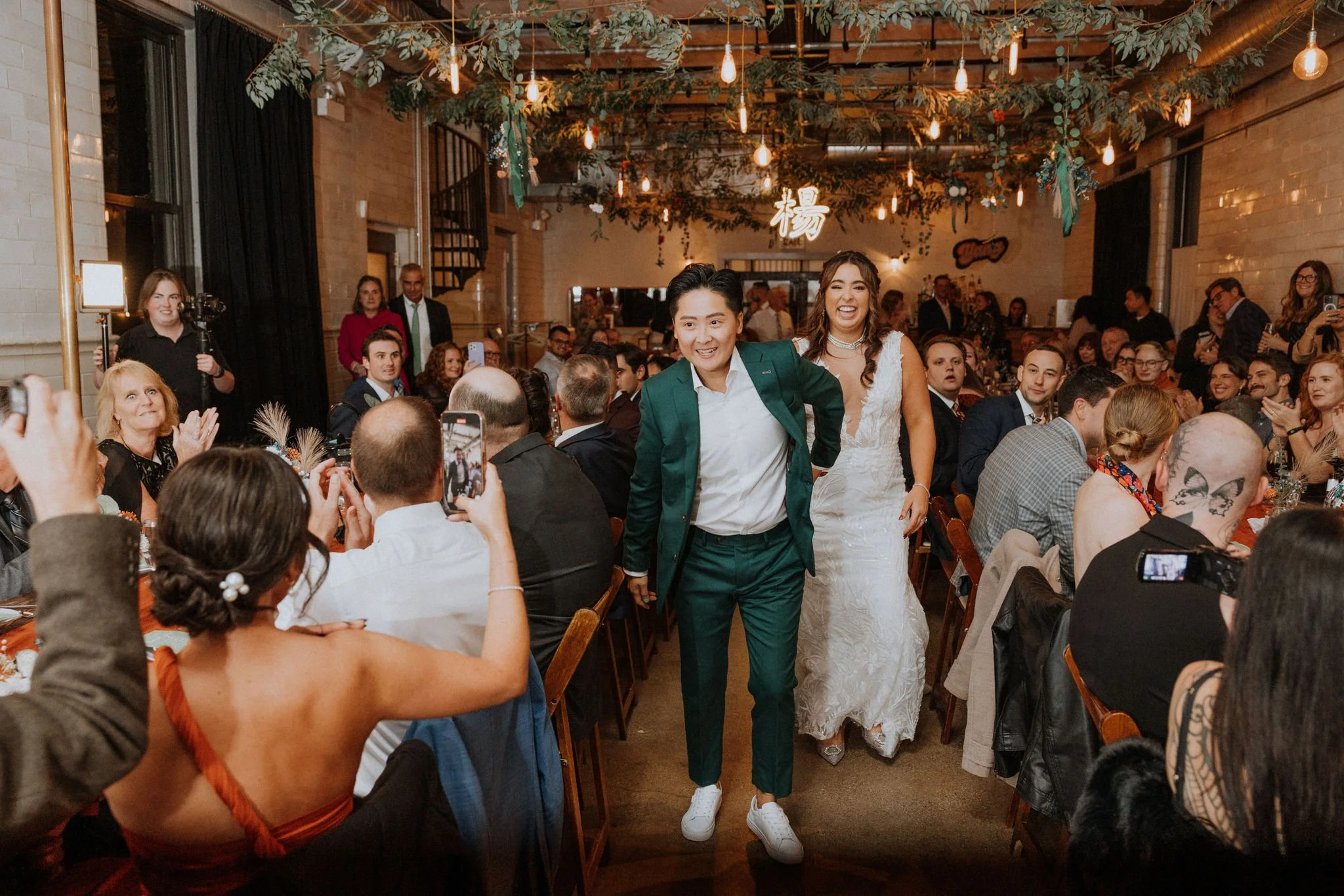Disco Wedding at Firehouse Chicago with Traditional Tea Ceremony