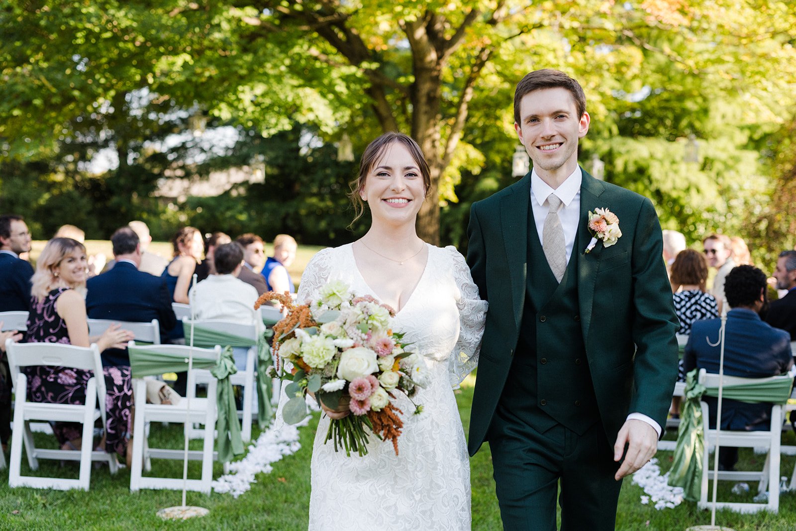 wedding ceremony candid of the couple at avon gardens in indianapolis indiana
