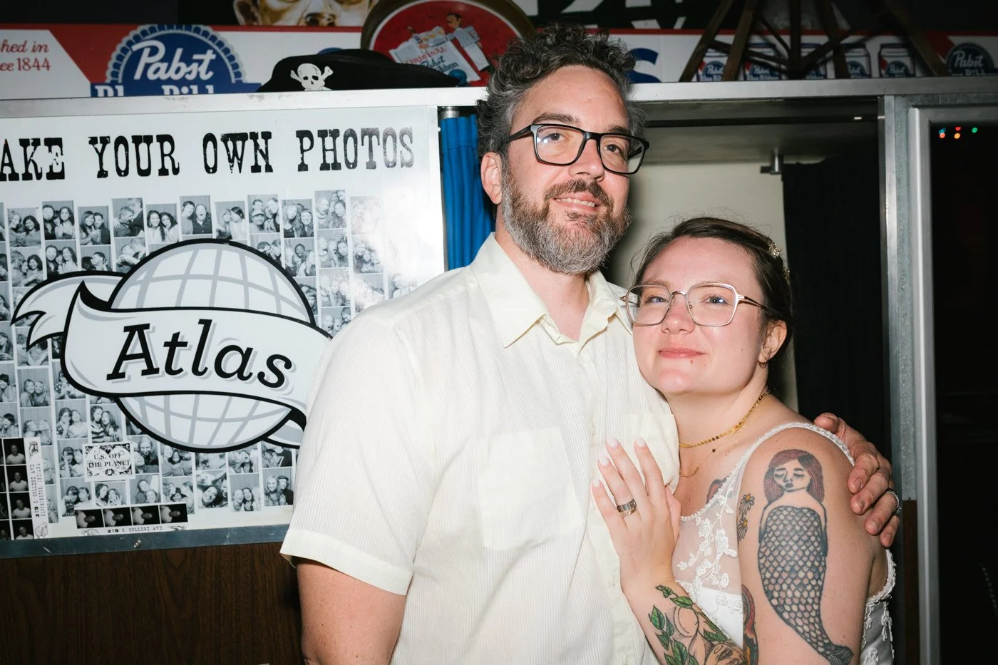 Joe + Breanne at The Atlas after their wedding in 2024. Two kind and wonderful people!!
