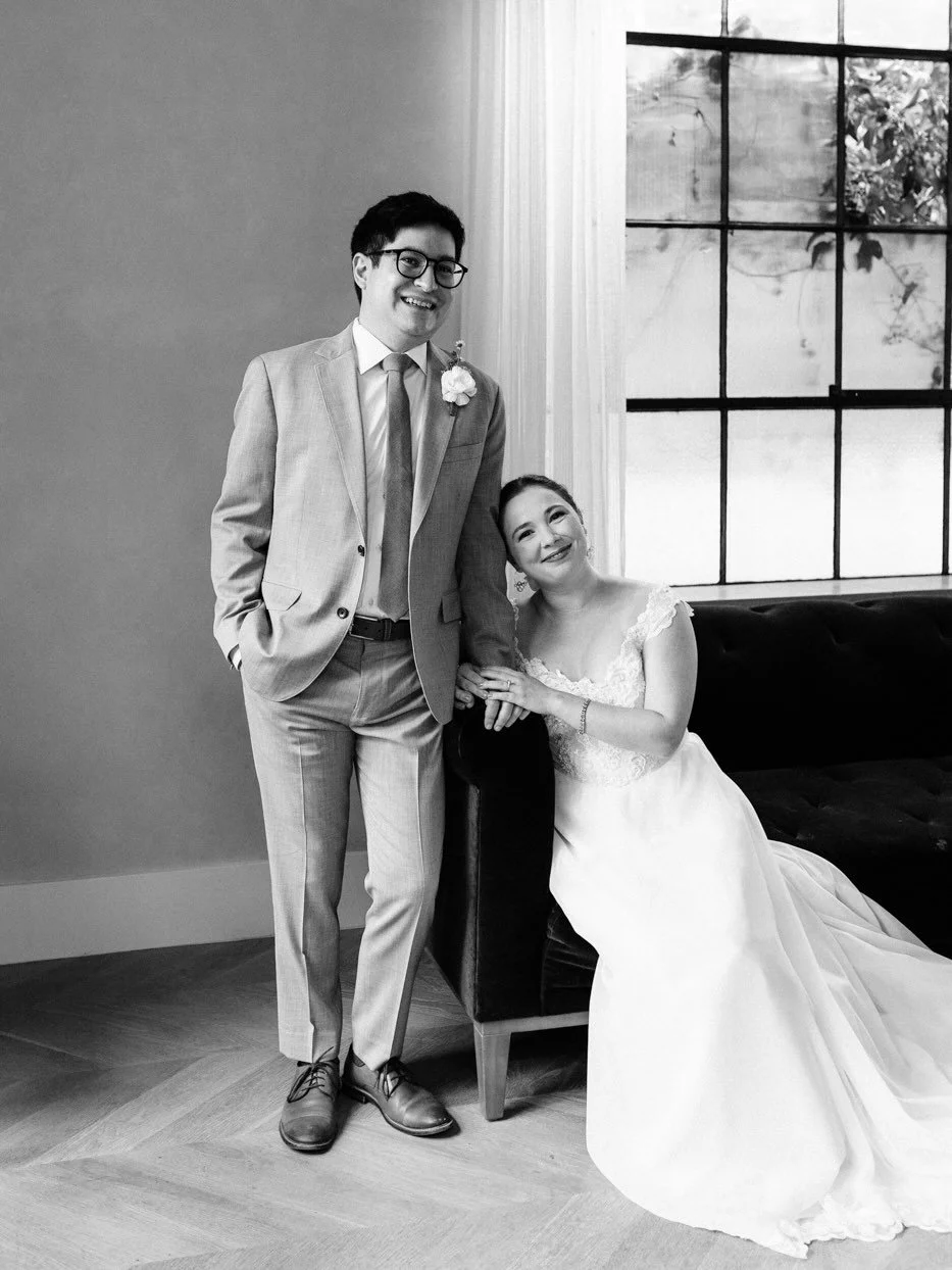 Antora and Matt in the always chic FAR library, and out in the main room 🖤