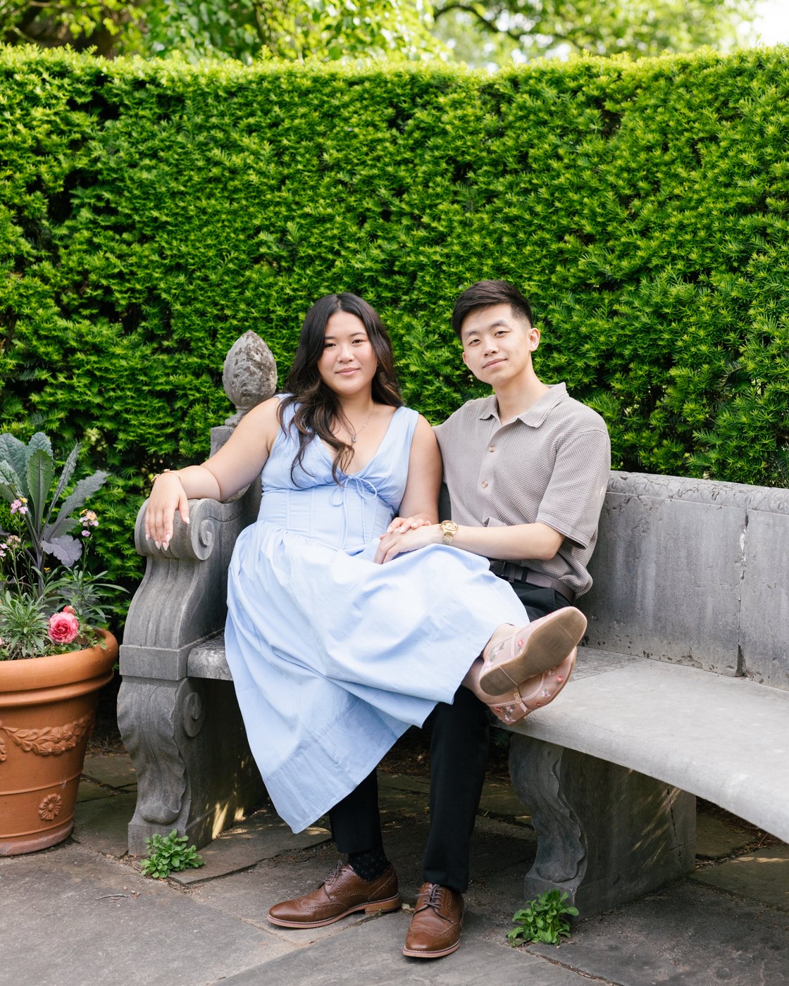 engagement portraits in Indianapolis at Newfield's gardens