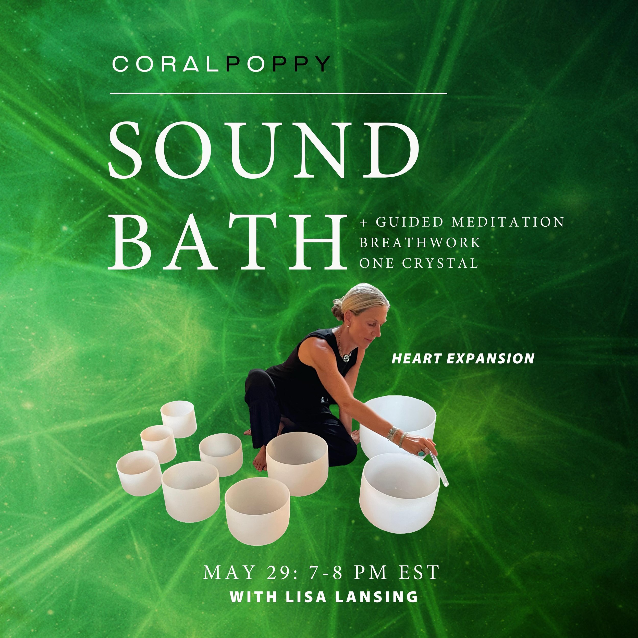 Coral Poppy&rsquo;s May Sound Bath 💚

Indulge in this immersive sound healing experience and discover the profound harmony that awaits within the depths of your soul.

Each participant will receive a precious Crystal to take home. These sacred stone