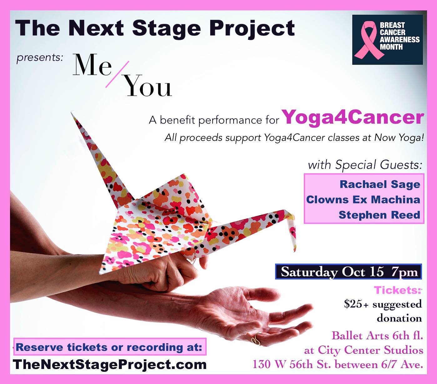 please join us for an evening of dance and music in support of @yoga4cancer classes at now yoga, which are made entirely possible by the efforts and commitment of our beloved teacher @janahicks26 🌸 10/15 at 7pm @balletartsnyc 🎟 reserve to attend li