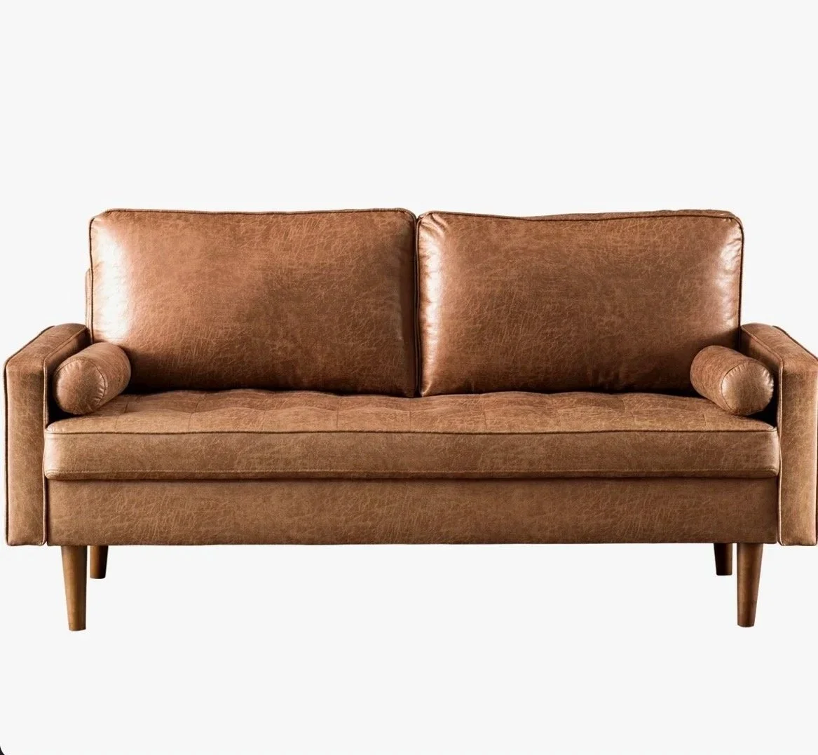 Faux brown leather couch-$125