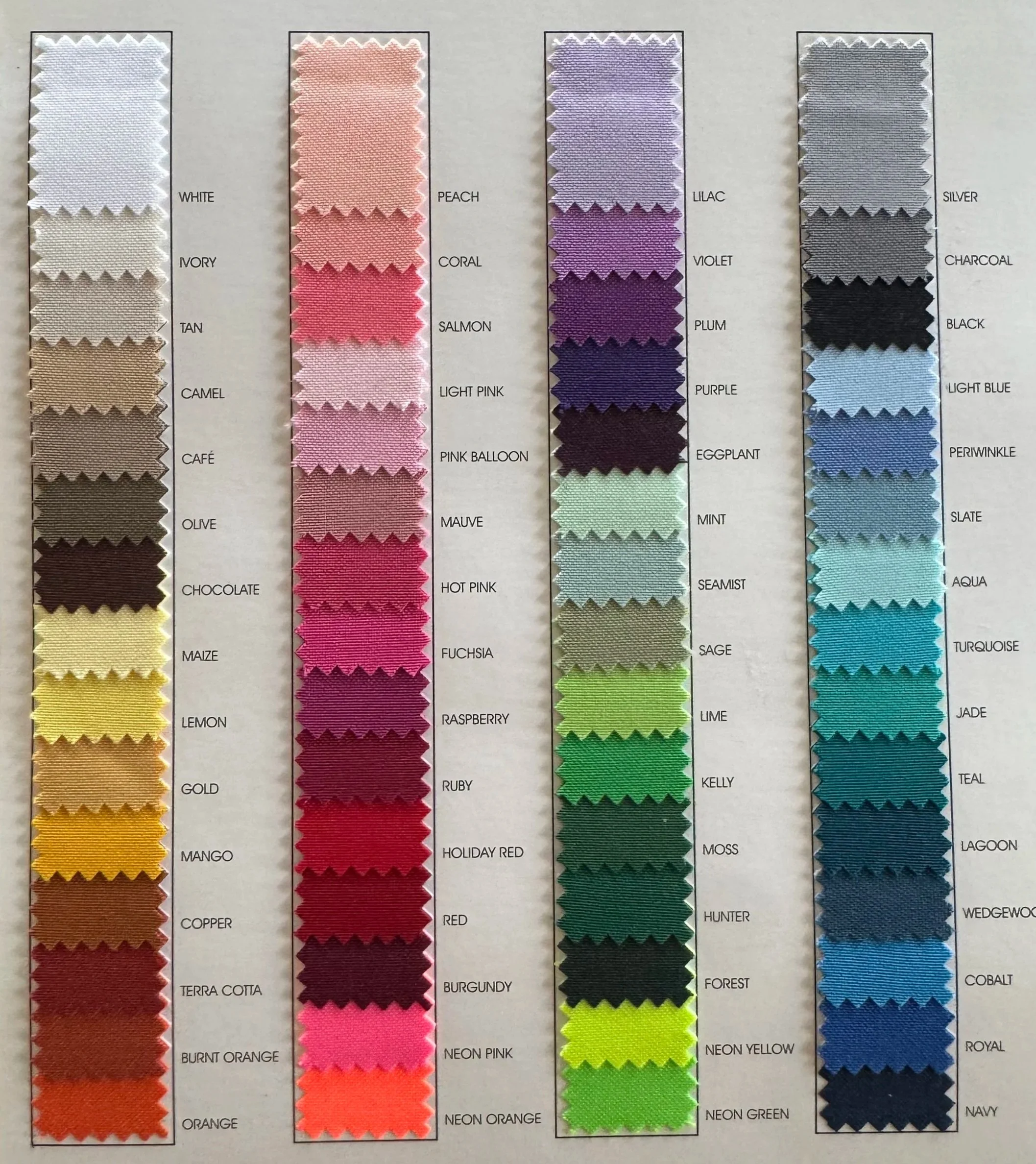 Napkins & Tablecloth Colors (Napkins .25/each)