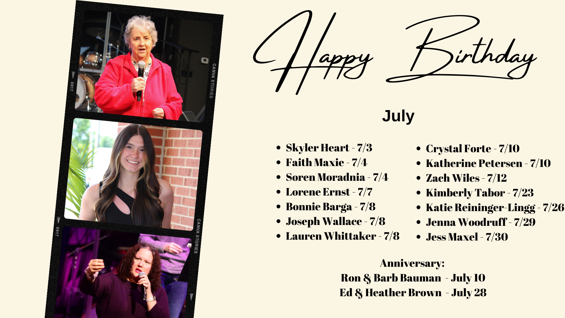 July Birthdays & Anniversaries! 🎉
