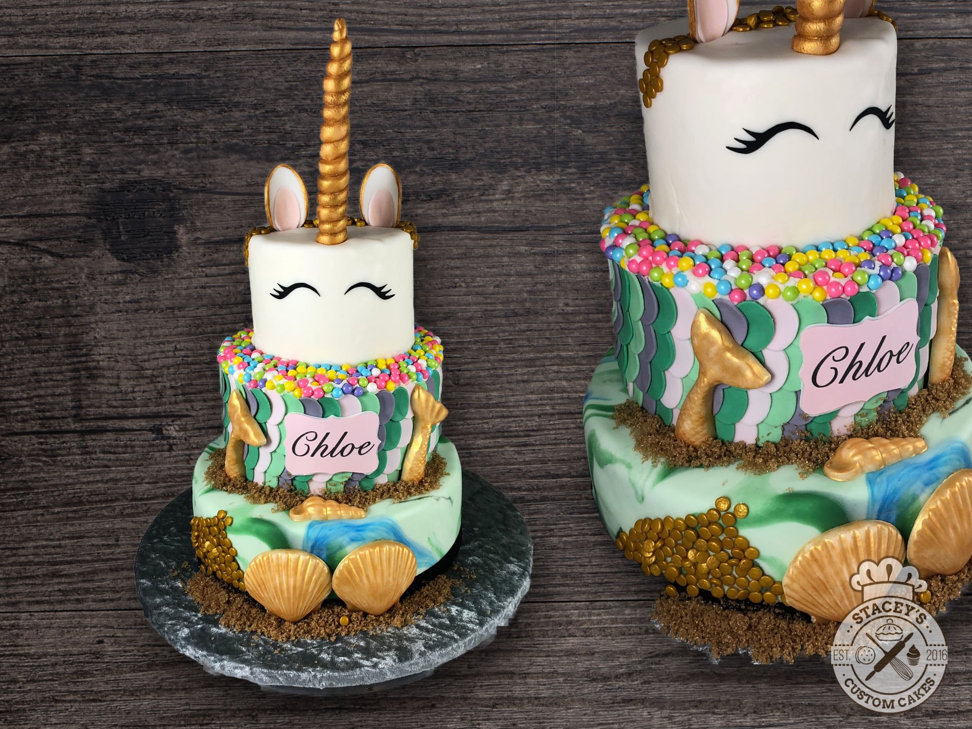 Unicorn mermaid whimsical birthday cake