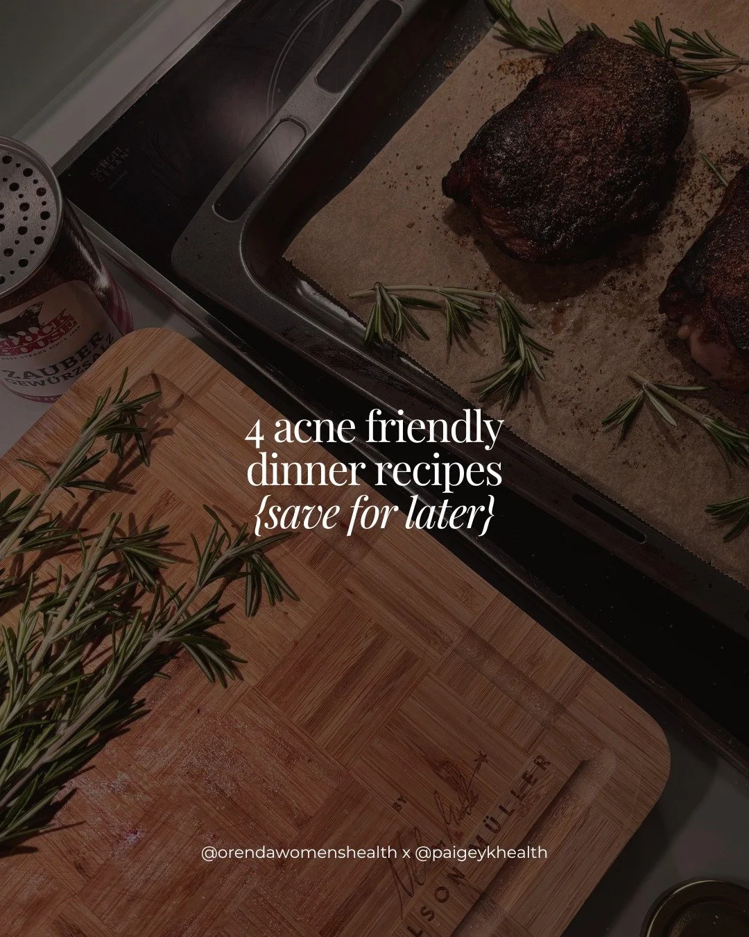 Acne-friendly dinners don&rsquo;t need to be boring, restrictive or complicated.

These recipes are all about balanced blood sugar, quality protein, fibre-rich carbs and healthy fats - the foundations we look for when supporting acne-prone skin.

Thi