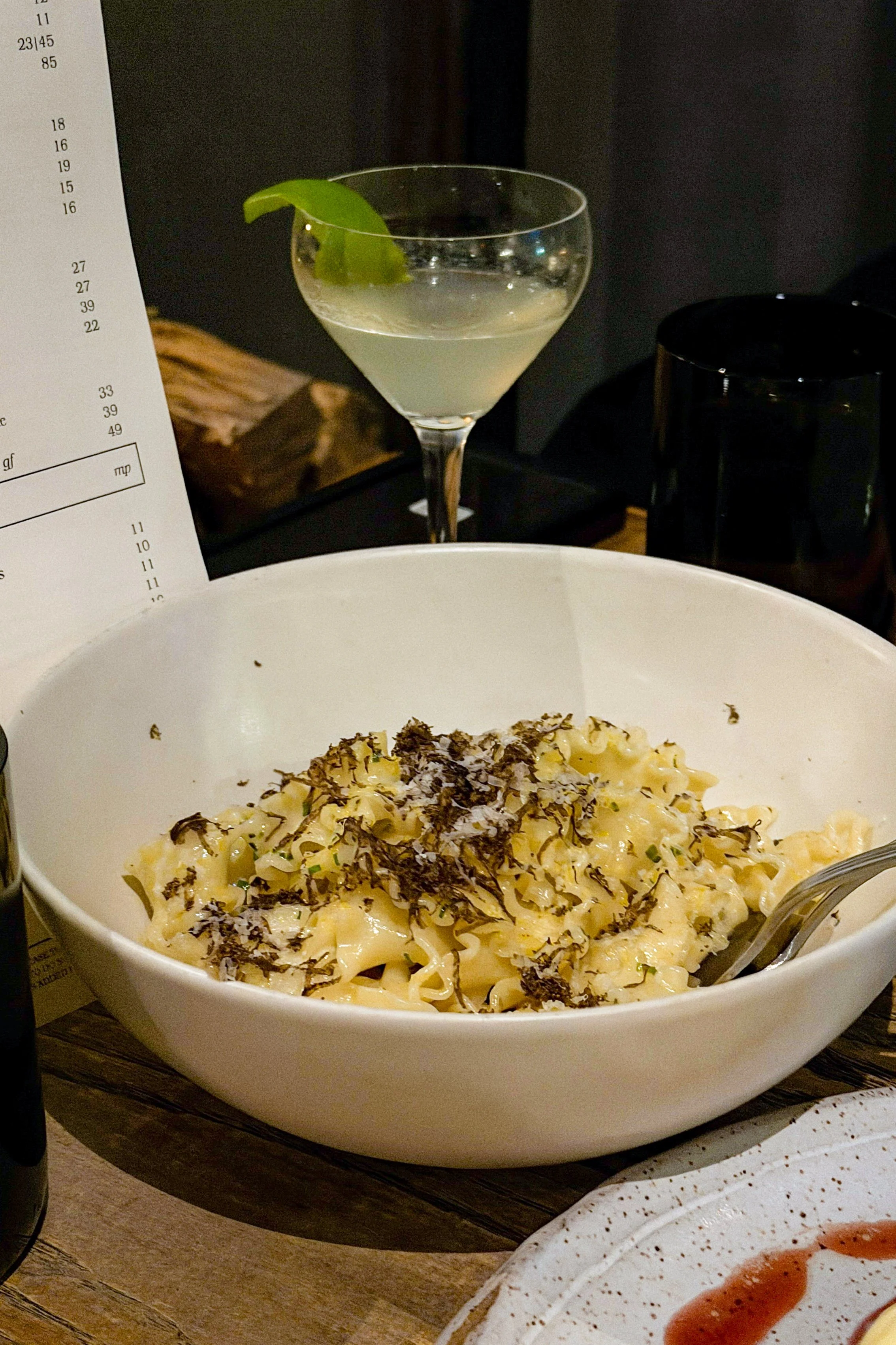 The truffle mafaldine at J.C. Holdway in Knoxville, house-made pasta tossed with shaved black truffle and grated cheese.