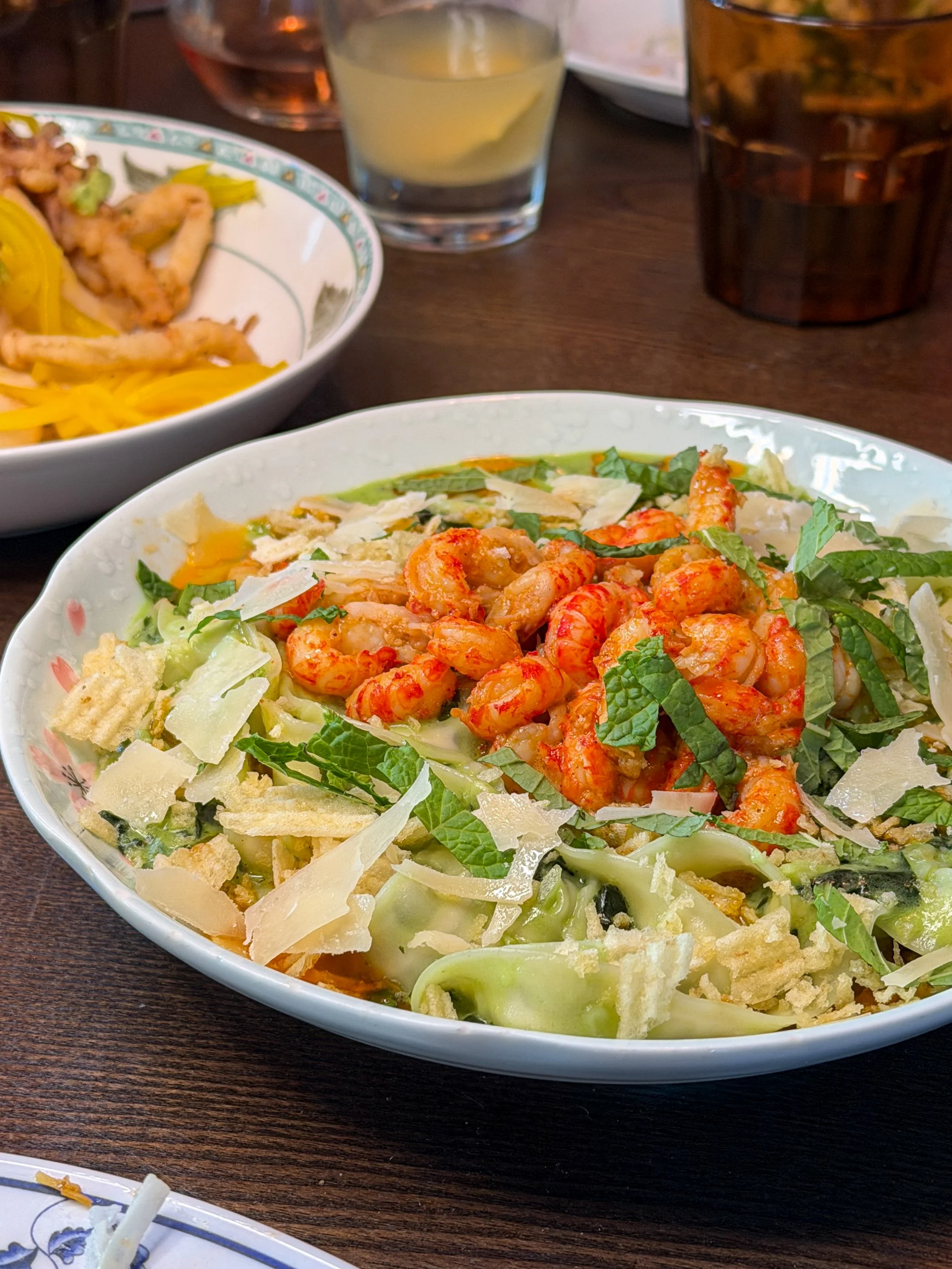 Ramp and crawfish pasta with parmesan and mint at Little Secret in Greenville, SC