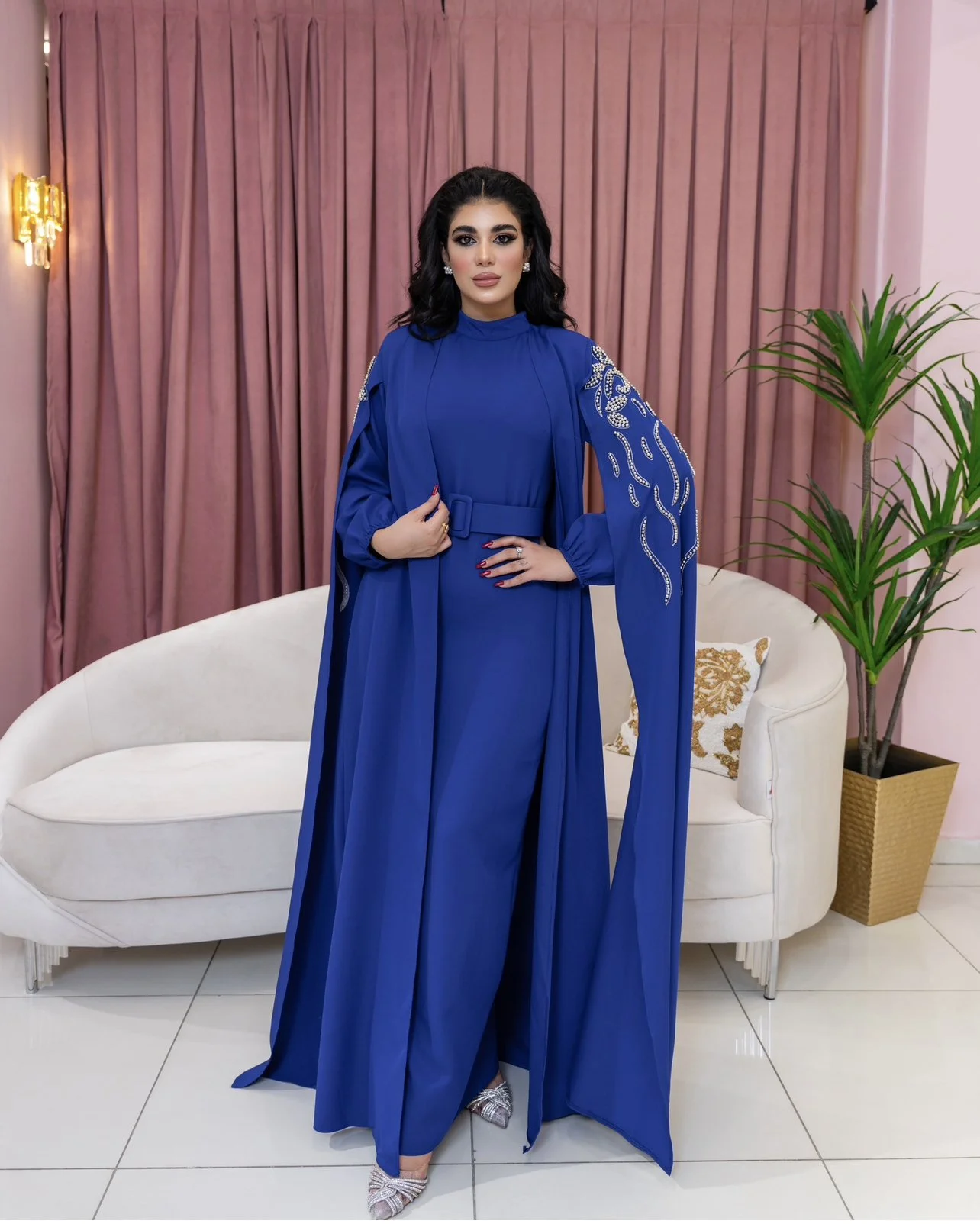 huda blue dress Huda tier Ruffle Dress – Hathi Store main image 1