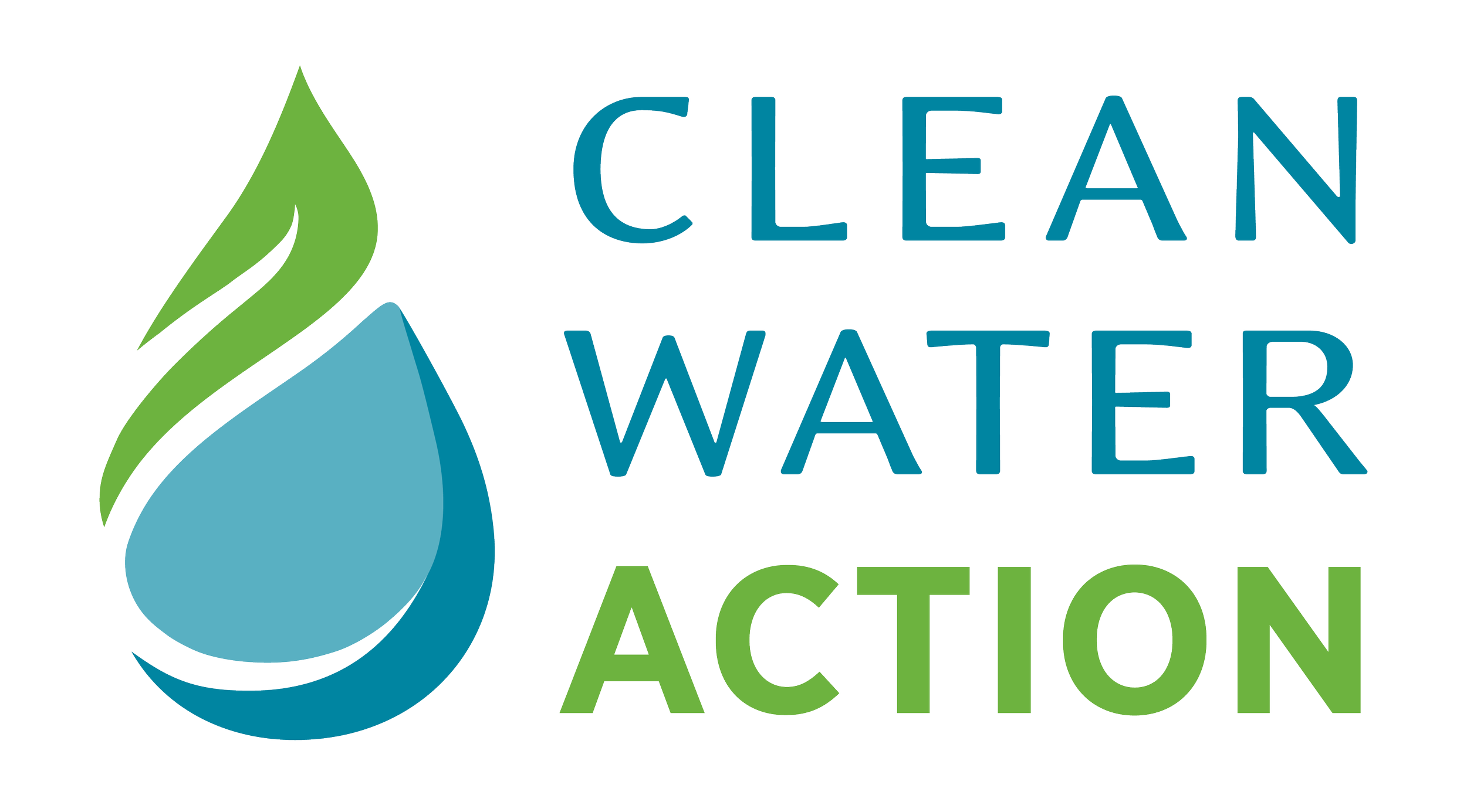 Logo for Clean Water Action with water droplet and leaf design