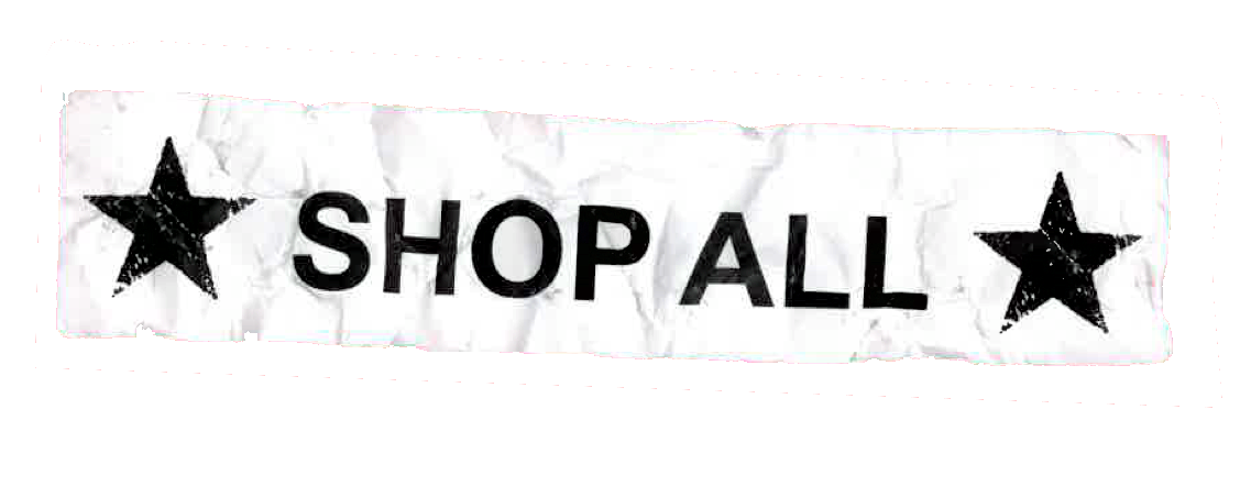 Torn piece of paper with the words 'SHOP ALL' and two black stars, one on each side, on a red background.