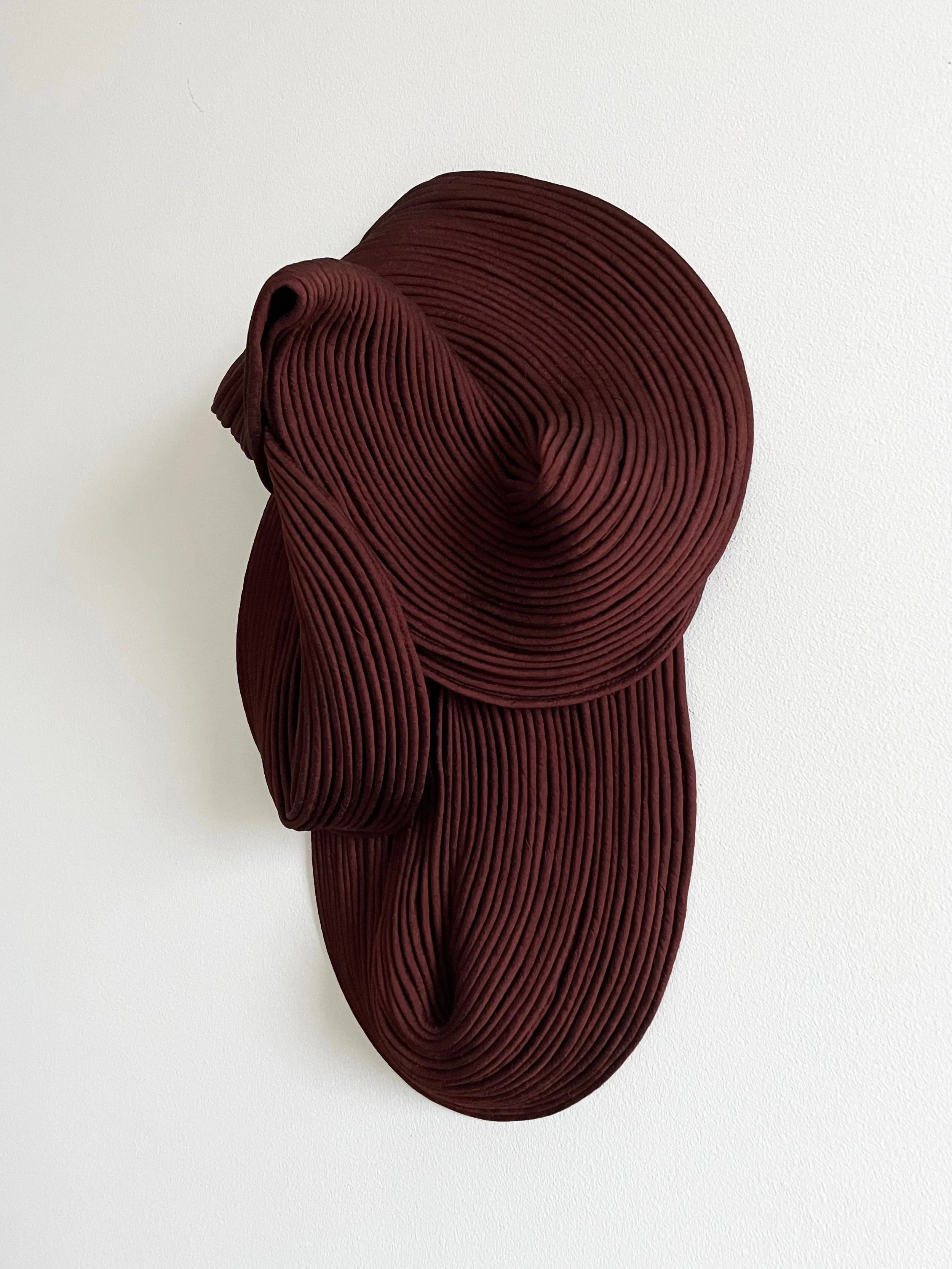 Soothe, 2022. 51x33x20cm. Hand dyed dupion silk & recycled cotton cord. Back hardened. 