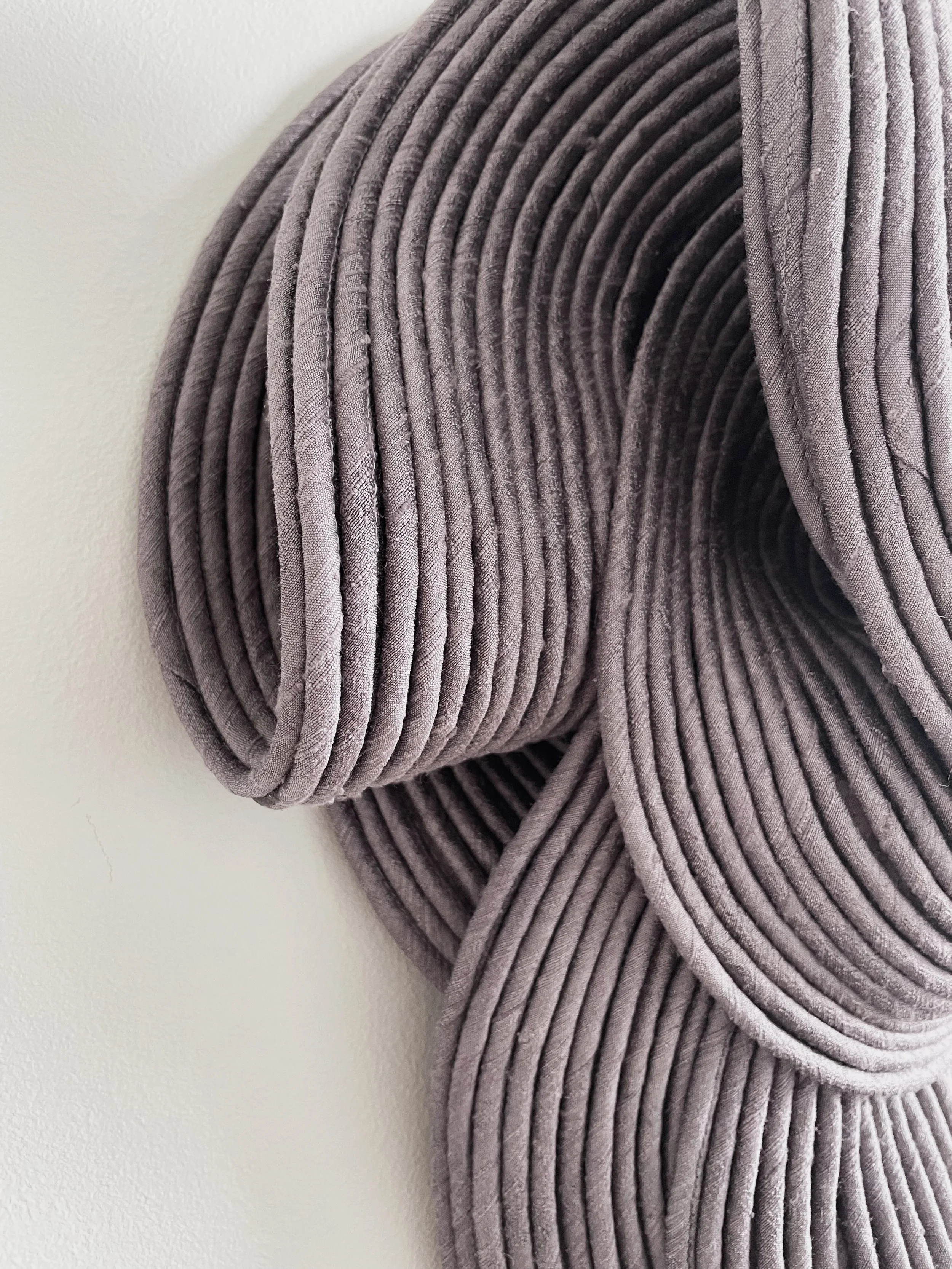 Unfold, 2022. 44x31x15cm. Hand dyed dupion silk & recycled cotton cord. Sold.