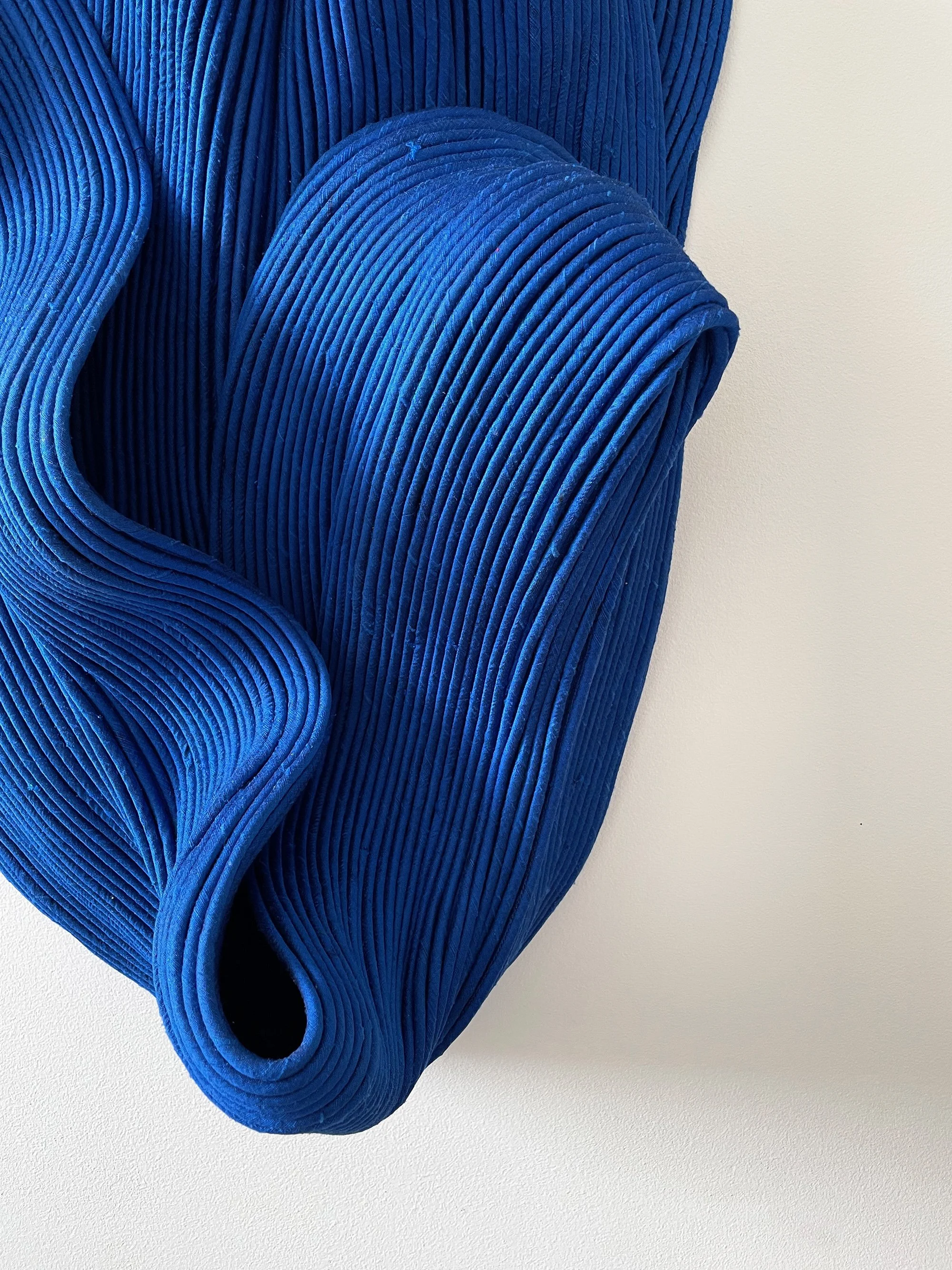 Blue Hour. 91x55x23cm. Dupion silk & recycled cotton cord. Sold.