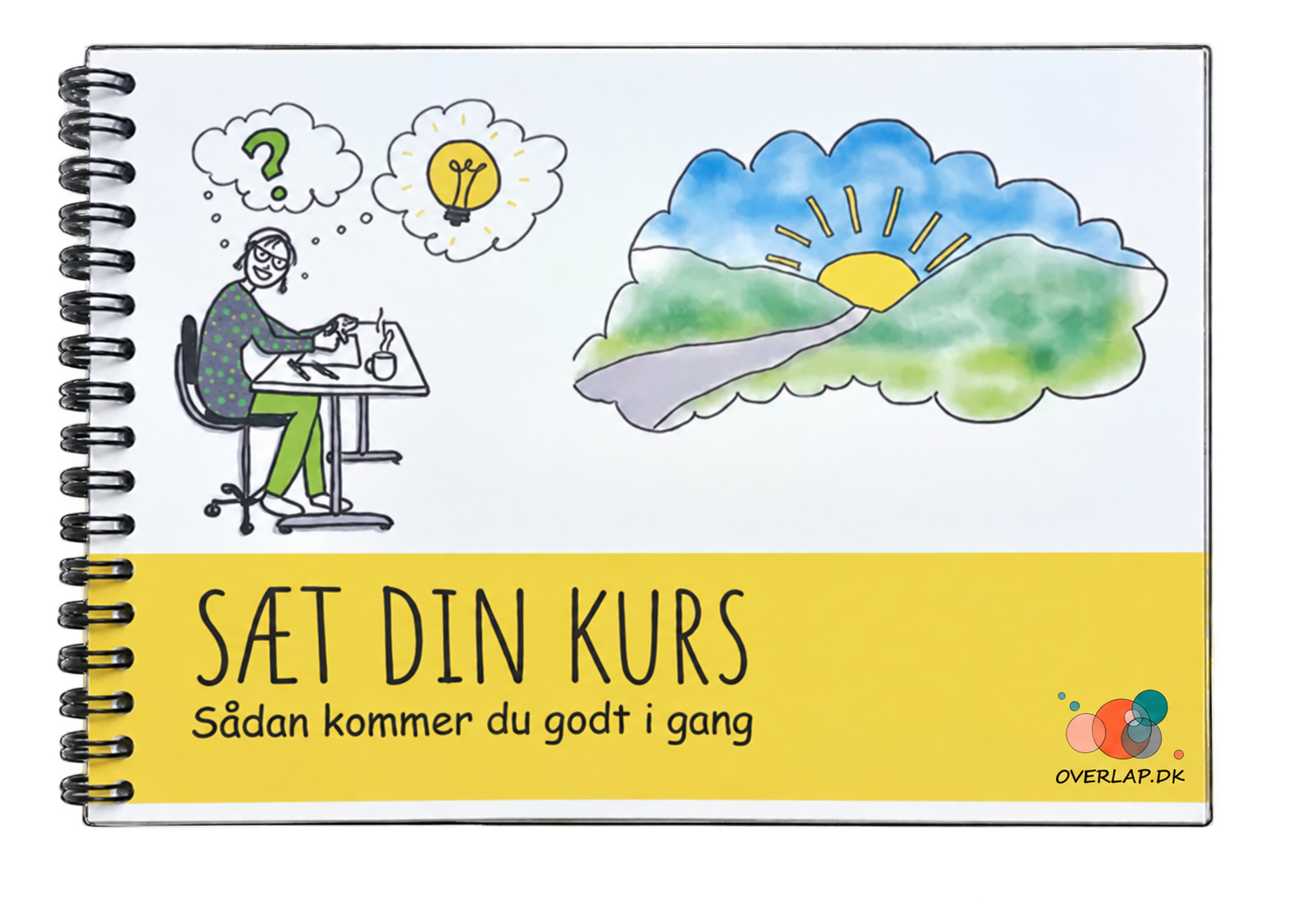 Foto af "Sæt din kurs" hæftet, som er fyldt med 20 forskellige øvelser