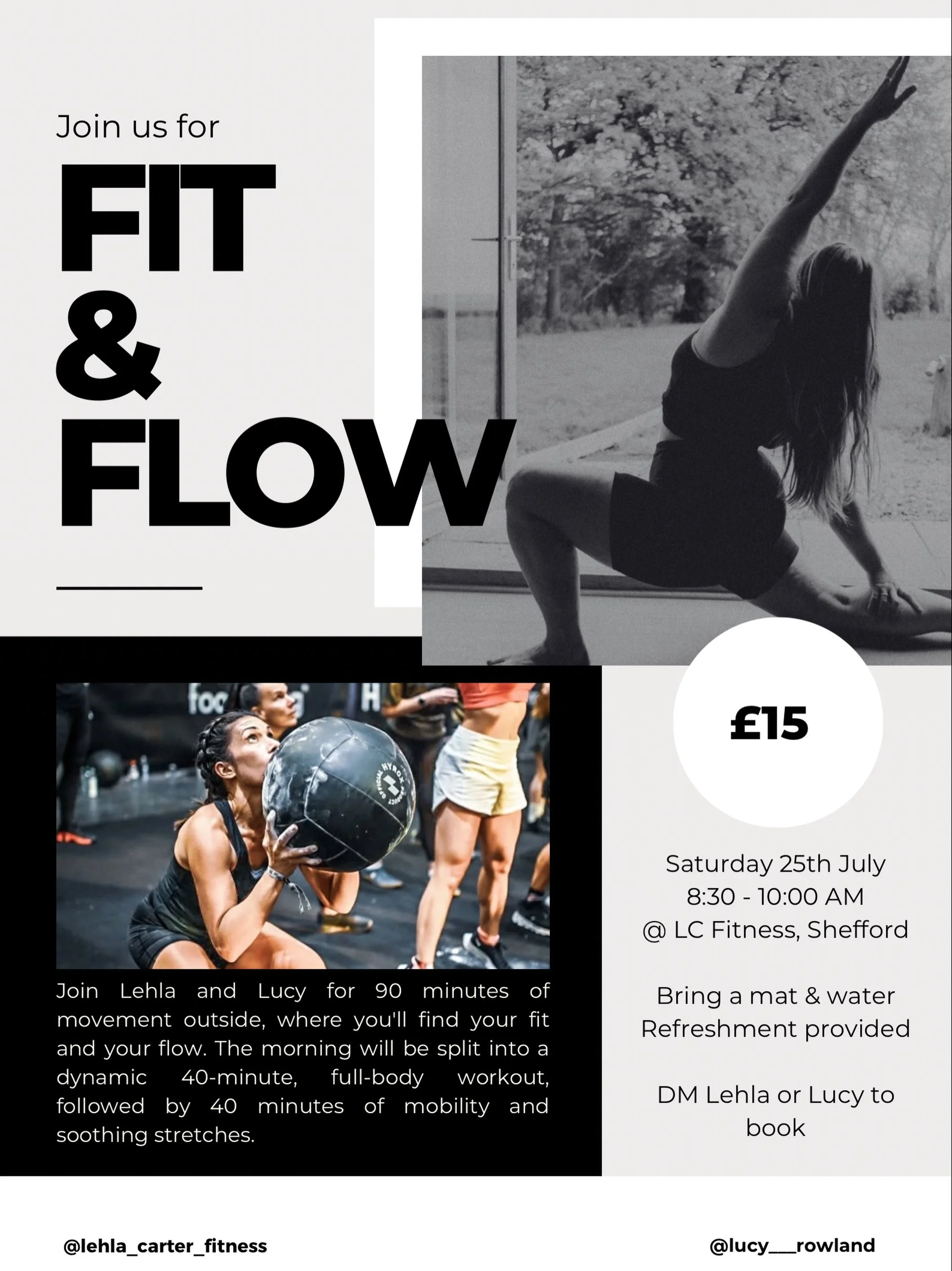 We&rsquo;ve got a few spaces for next Saturday&rsquo;s Fit &amp; Flow! Drop us a message if you want in. Start your summer holidays feeling strong. 

September is sold out at max capacity 🎟️ 

Let&rsquo;s go 💪 

@lucy___rowland 
@lehla_carter_fitne