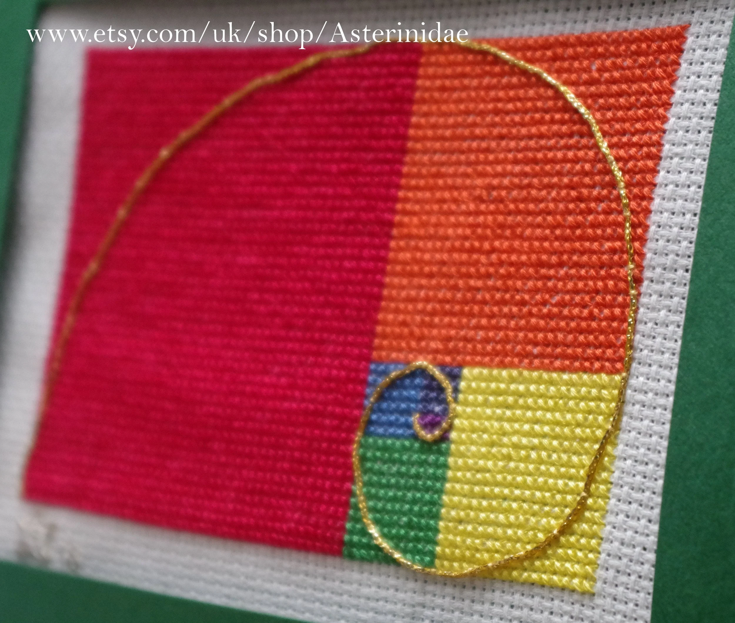 Fibonacci rainbow cross stitch