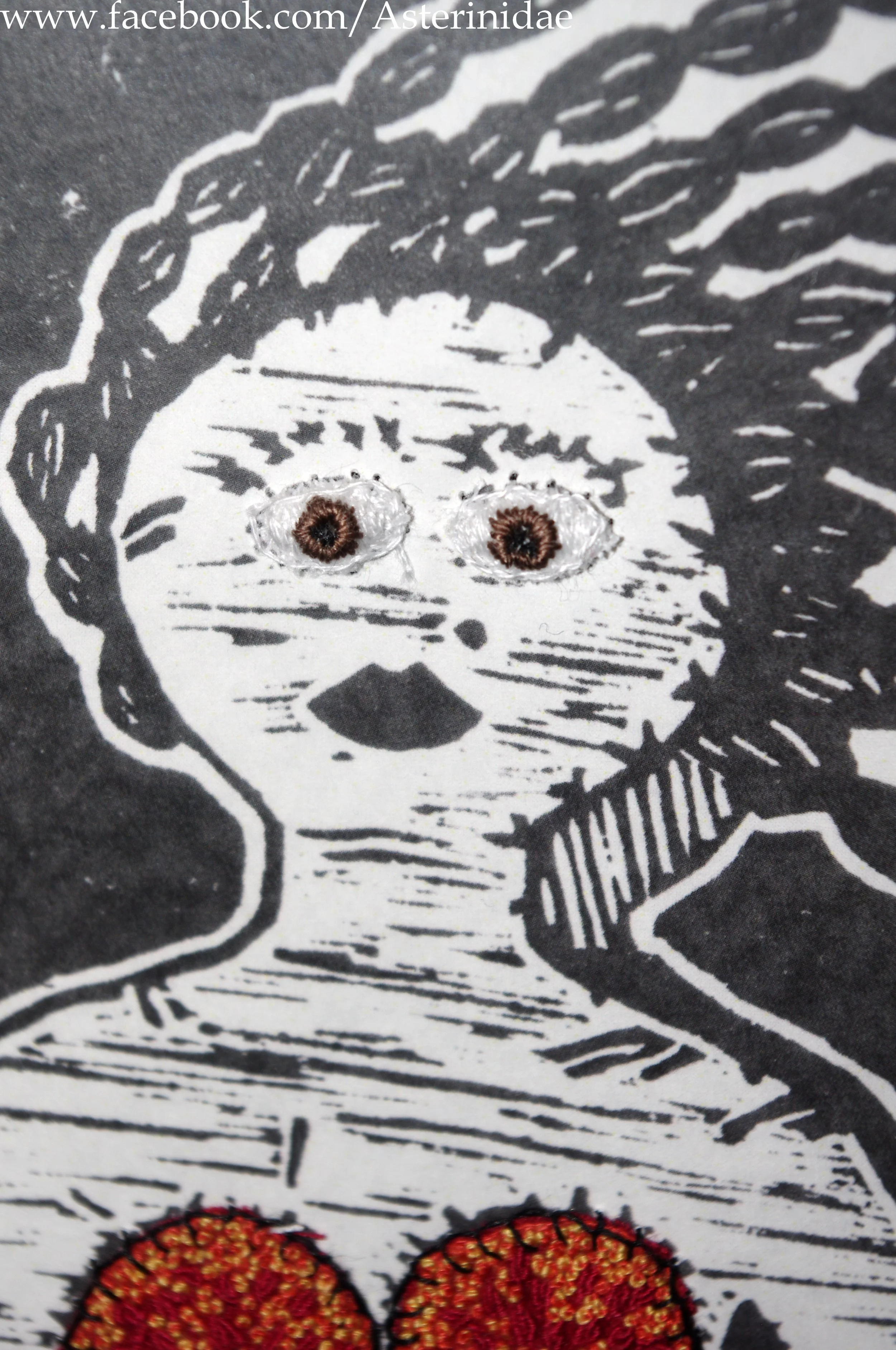 Commission for comic "Object of my Affection". Embroidery on paper.