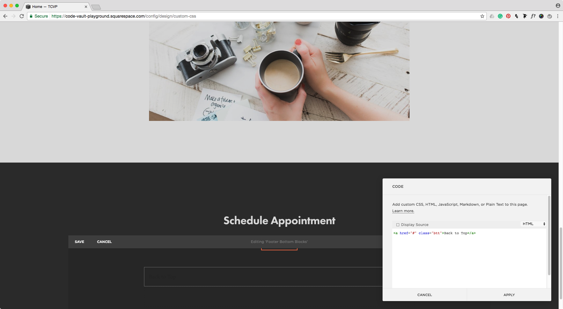 midtergang Ekstrem procedure Updated 2022) Adding a back to top button to your Squarespace template (7.0  & 7.1) • Beatriz Caraballo