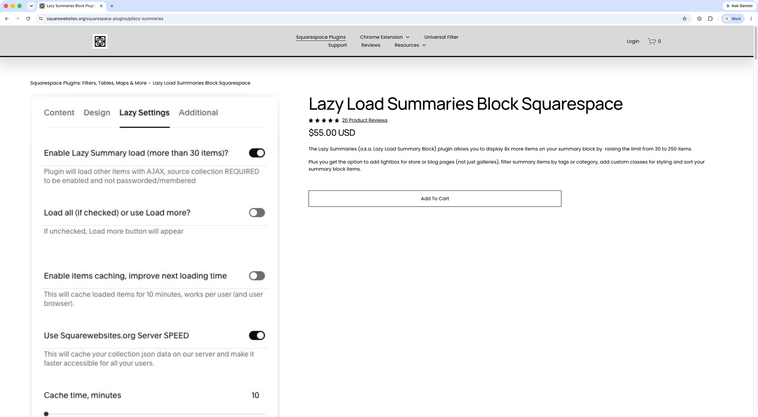 Lazy Summaries Squarespace plugin