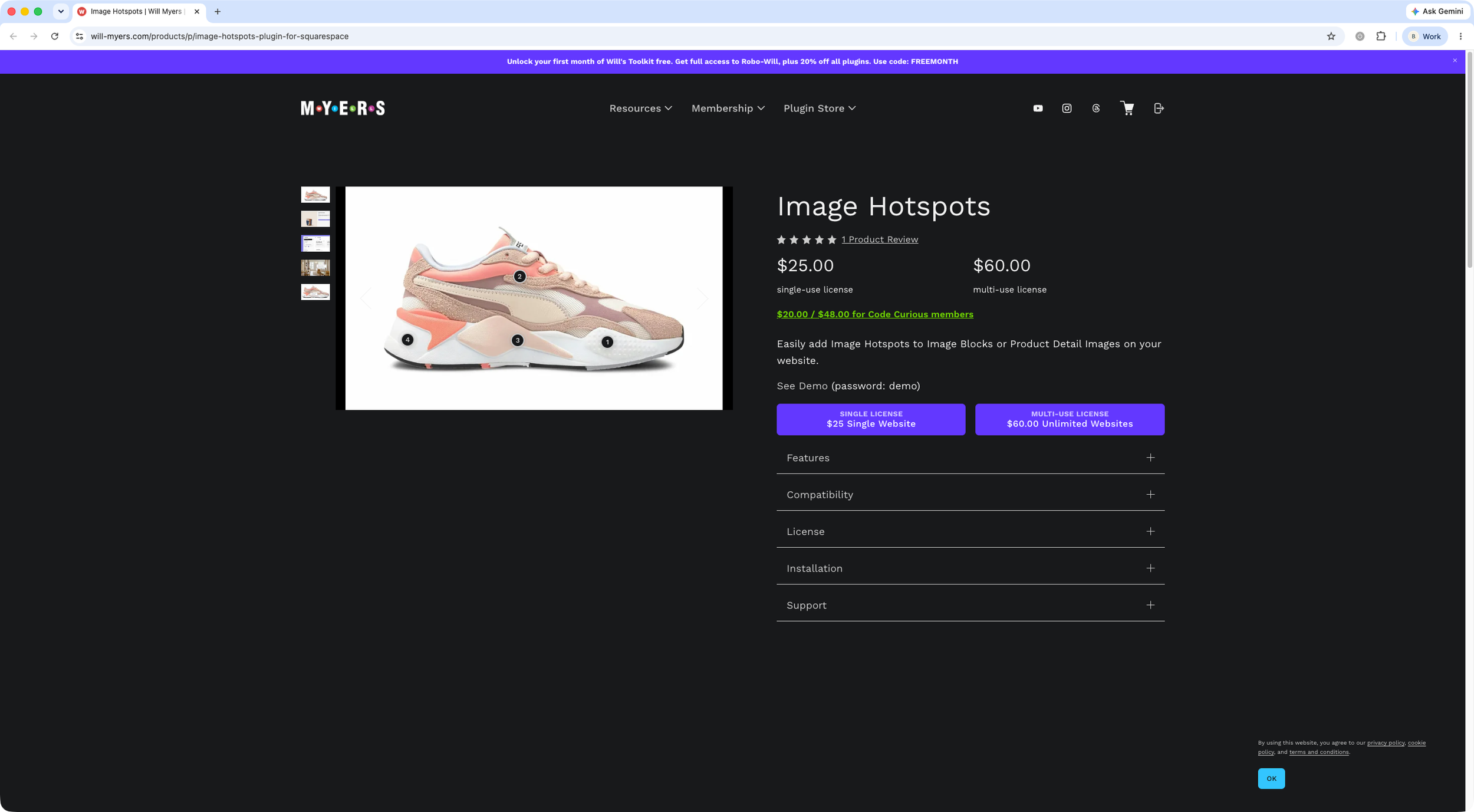 Image hotspots Squarespace plugin