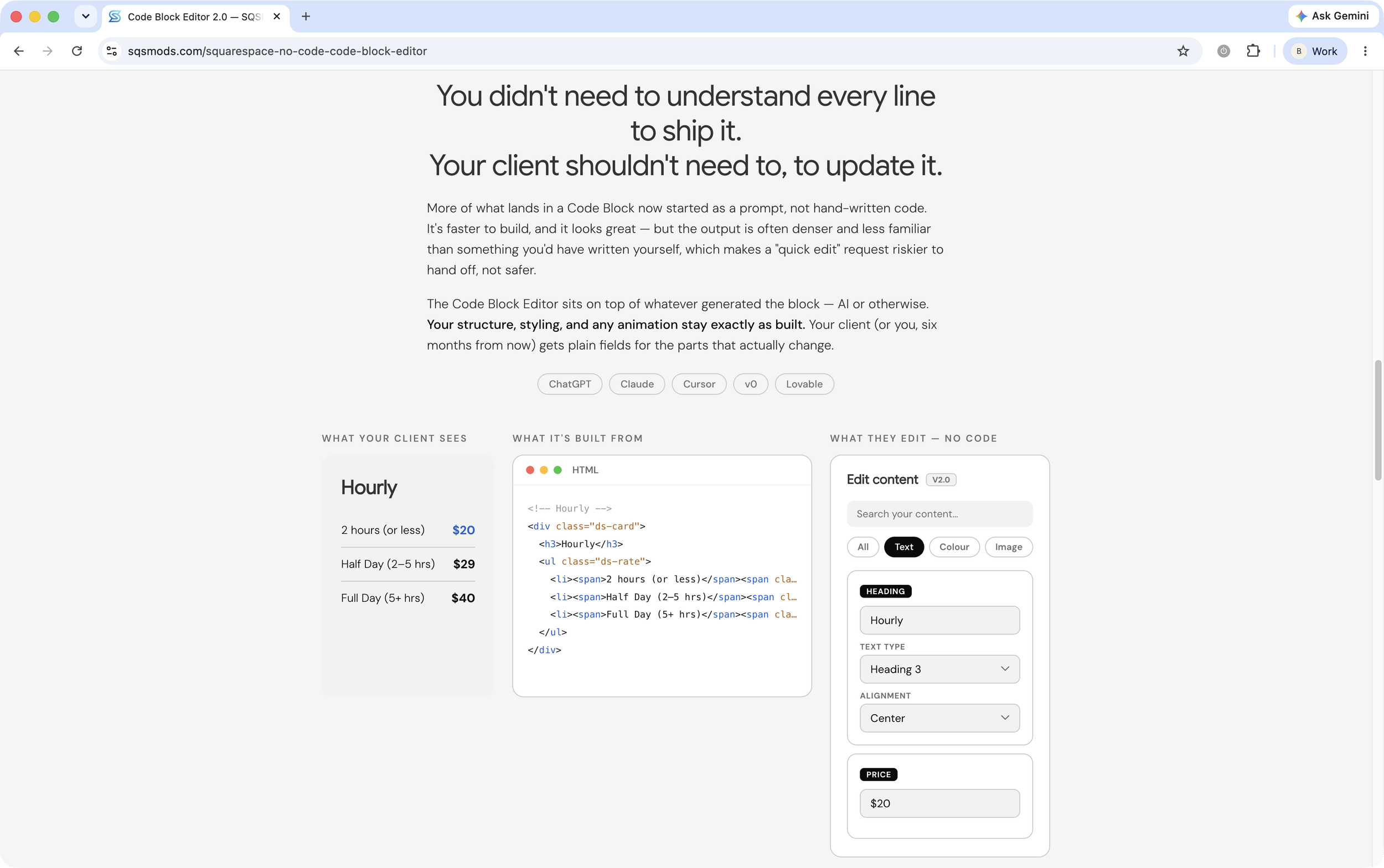 Squarespace Code Block Editor [Affiliate]