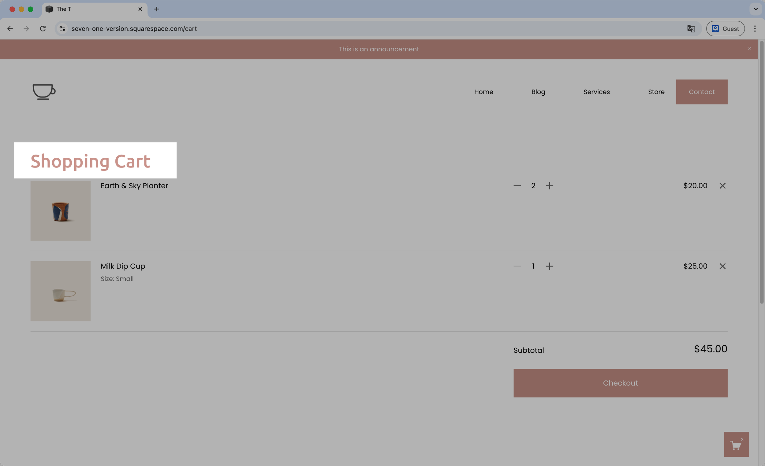 Custom font for shopping cart title - Cart page