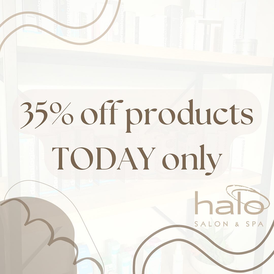 Our gift to you:

TODAY only in-salon! All products (excluding styling tools, including Dermalogica) are 35% OFF ALL DAY. See some of our featured products and deals on our TikTok - link in bio!

#halosalonaugusta #halosalonandspa #augustagasalon #au