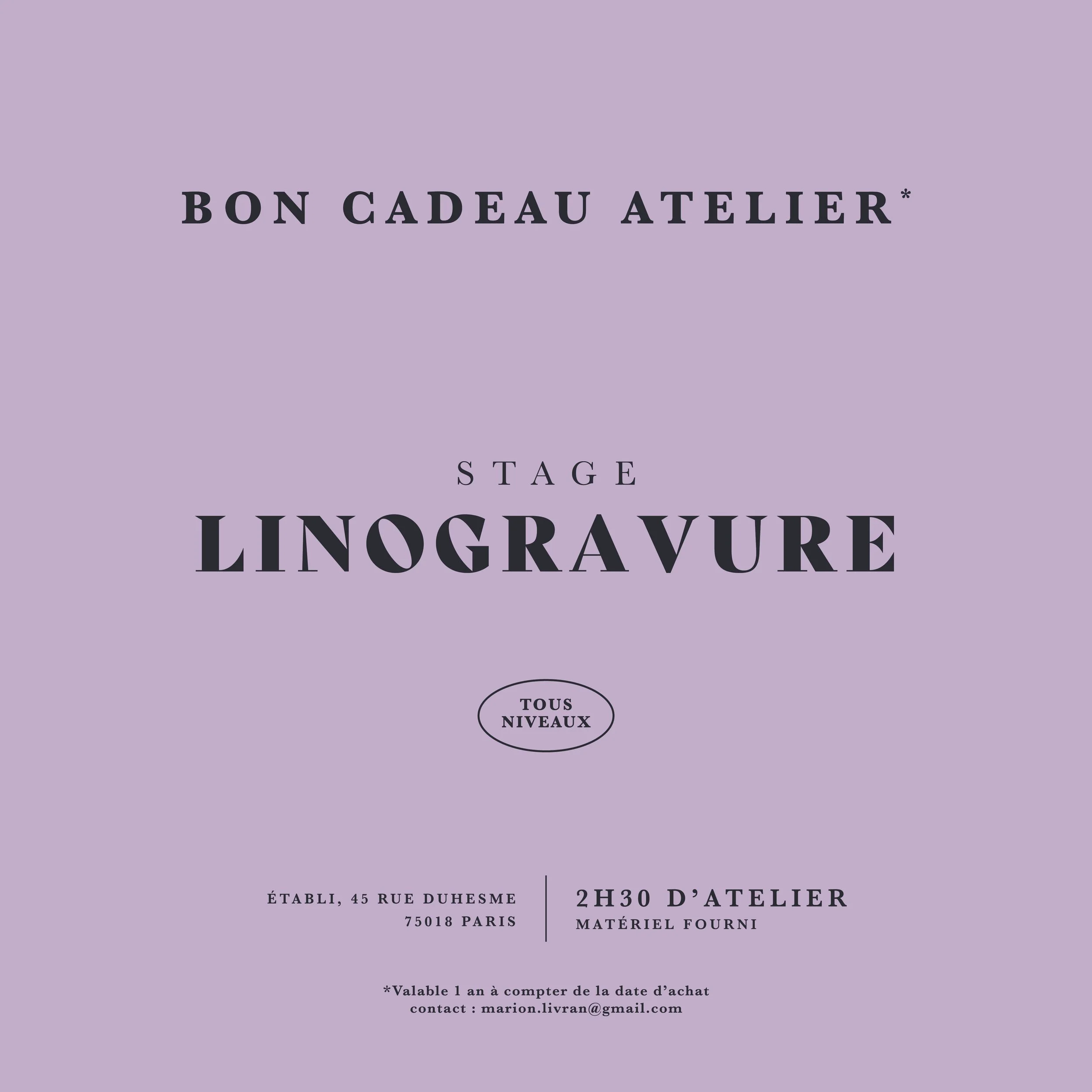 Bon cadeau ateliers