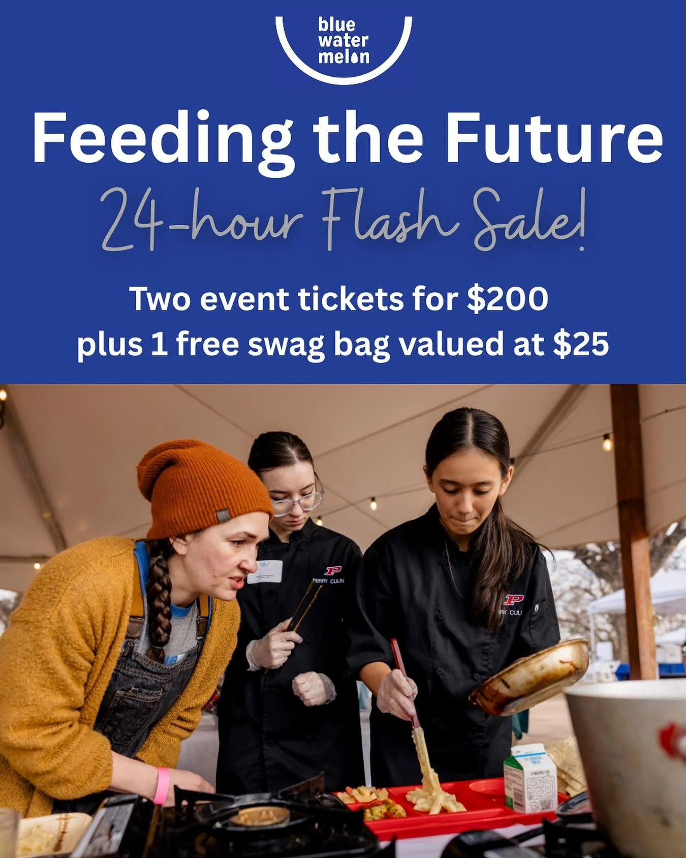 🚨 24-Hour Flash Sale in ONE Week! 🚨

For just $200 ($50 savings), you and a friend can snag two tickets to Feeding the Future plus a shared swag bag worth $25! Bring someone you love spending time with because this deal is too good (and too tasty) 