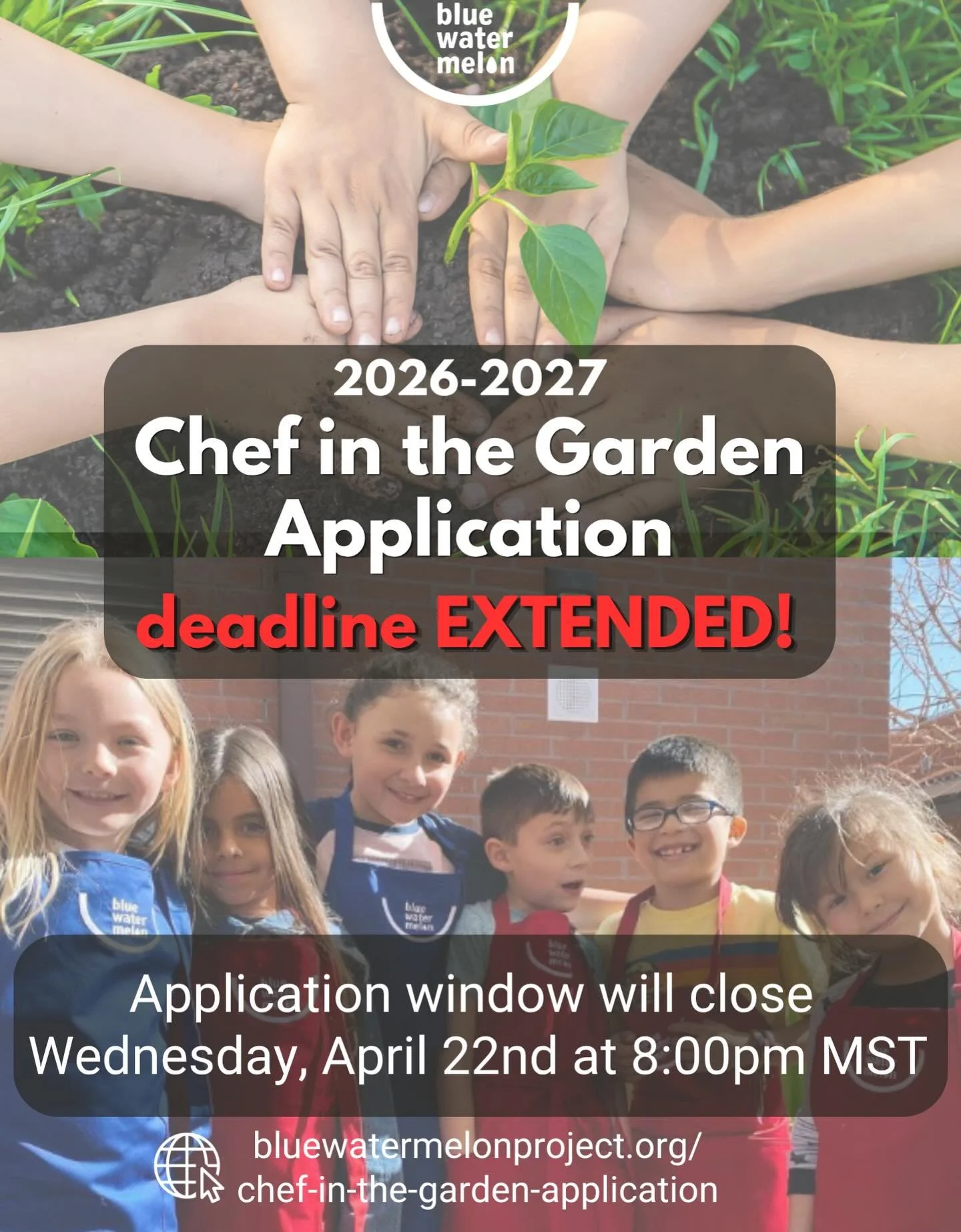 We know this time of year is full for educators, so we&rsquo;re giving you a little more time 💙 Applications for our 2026-2027 Chef in the Garden Program are now open through Wednesday, April 22 (Earth Day 🌎) 8pm MST!

We&rsquo;re excited to welcom