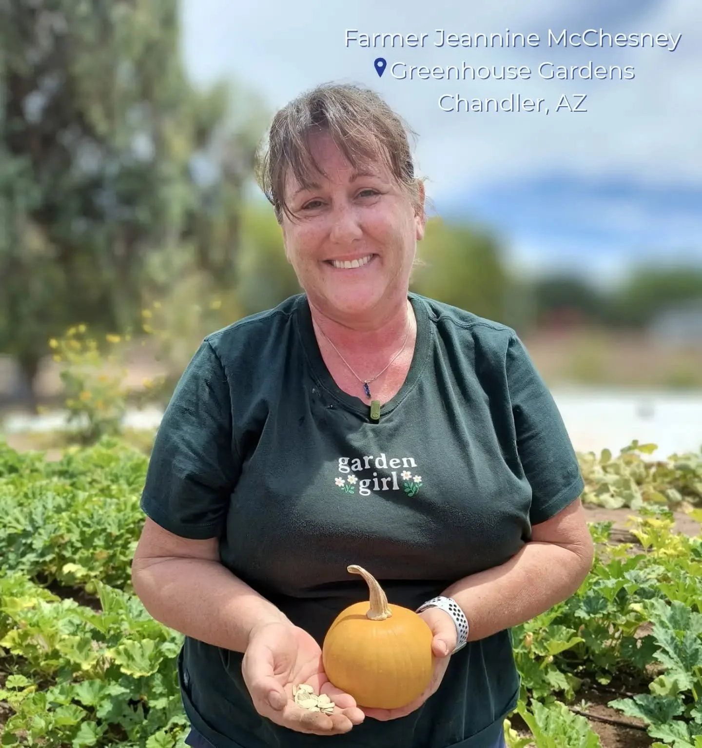🎃 Meet This Month&rsquo;s Farmer: Jeannine McChesney! 👩&zwj;🌾💚

Meet Jeannine, co-founder and farmer behind Greenhouse Gardens&mdash;an urban farm, community market, and gathering place in Chandler, Arizona.

What started as a backyard garden has