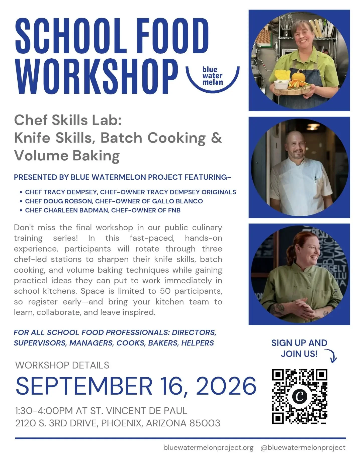 📣 RESCHEDULED! New Workshop Date!

Our final workshop in this public culinary training series has been rescheduled to September 16th -you won&rsquo;t want to miss it!

This fast-paced, hands-on experience puts participants in three chef-led stations