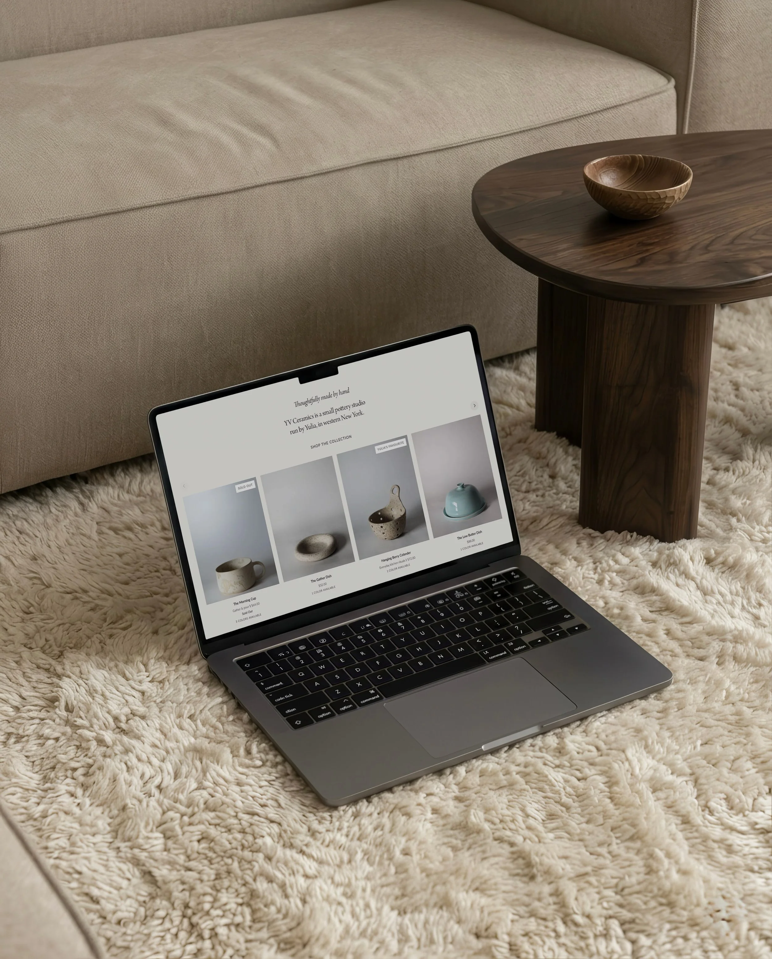 @yv.ceramics is a small pottery studio where every piece is more than just a vessel - it&rsquo;s a gentle reminder to pause, breathe, and enjoy your space. 

The goal of this website design project was to thoughtfully create a beautiful Shopify site 