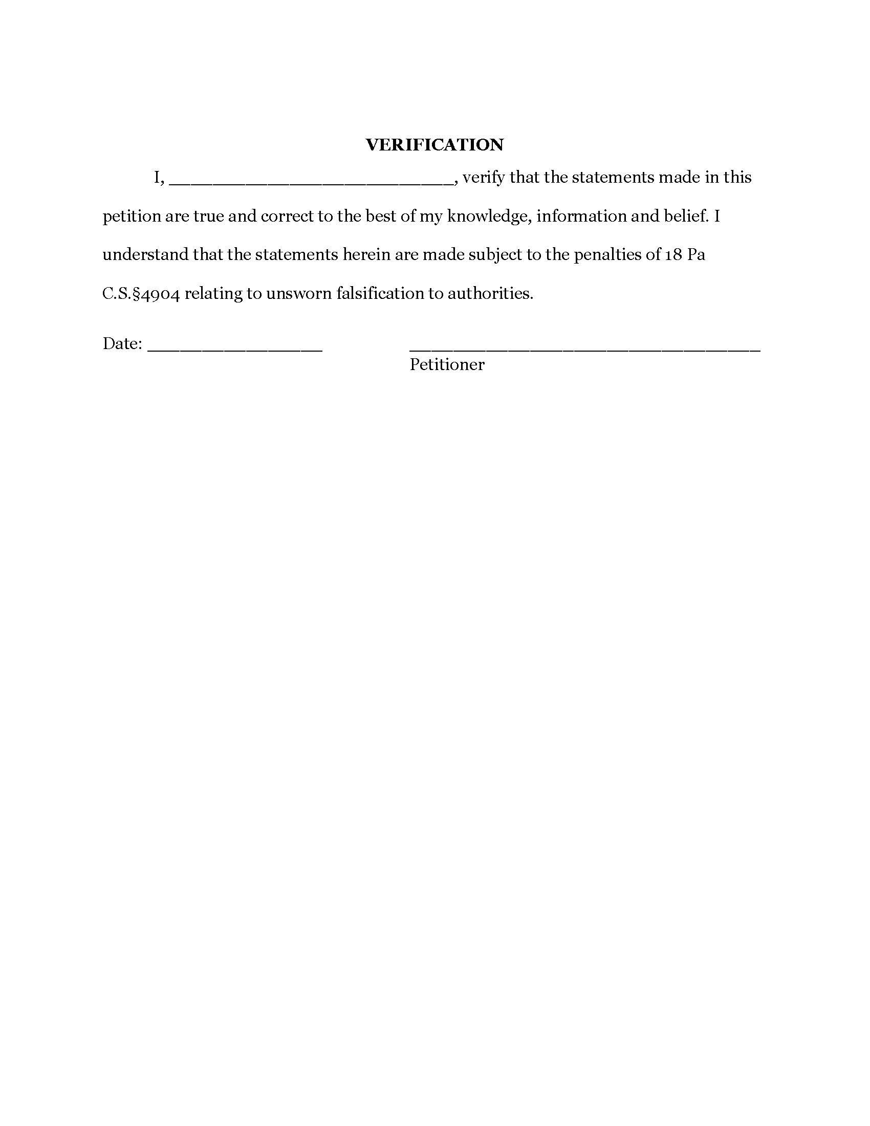 Petition for Change of Name Verification